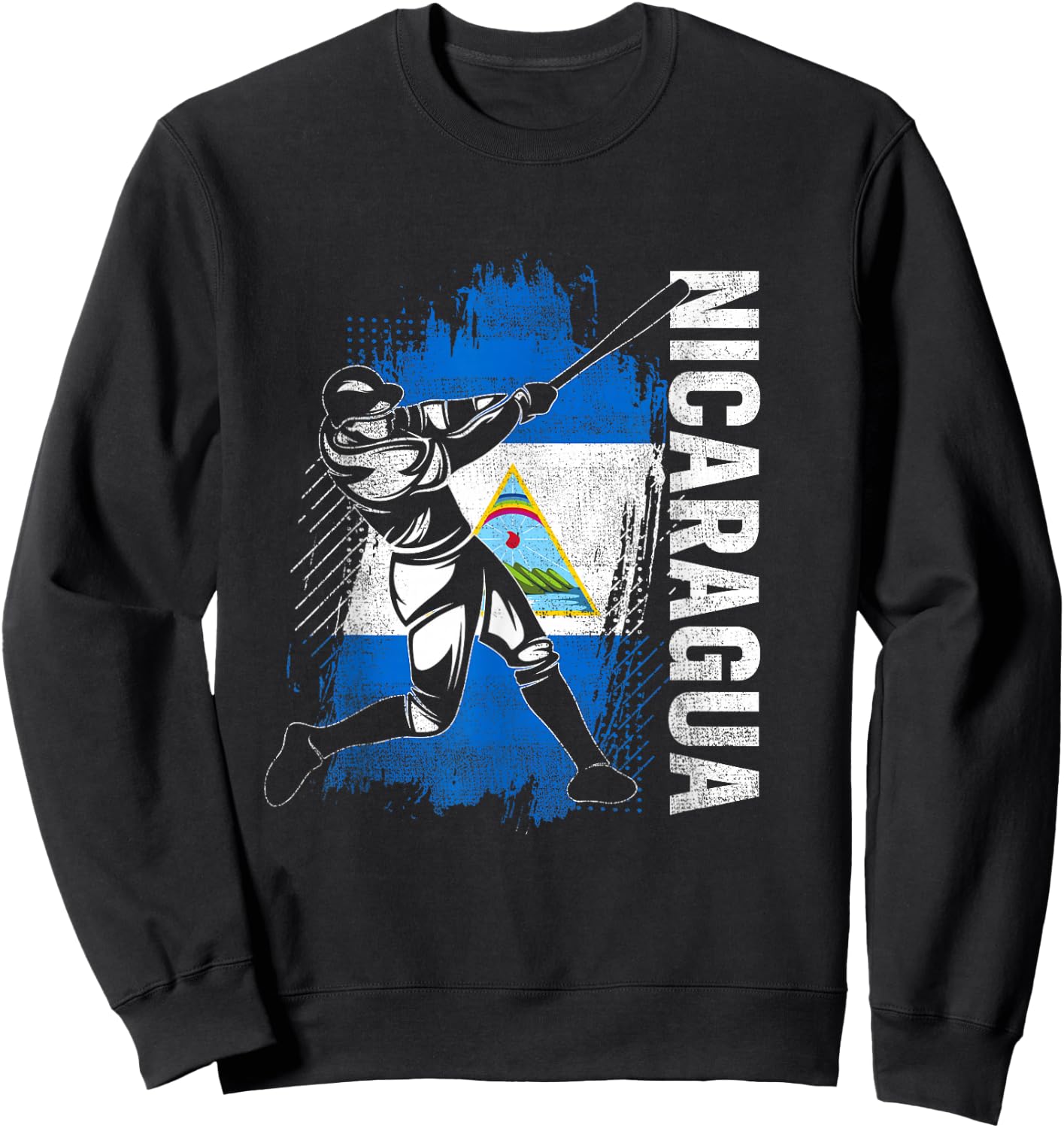 Nicaraguan Baseball Player Nicaragua Flag Baseball Fans Sweatshirt - Sweatshirt | Black
