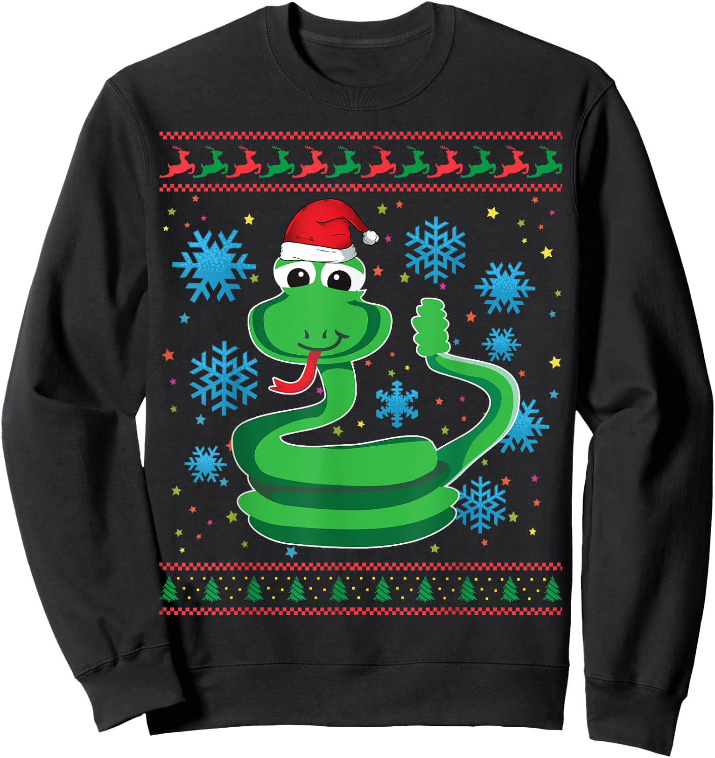 Rattlesnake Ugly Christmas Gift Funny Snake X-Mas Santa Hat Sweatshirt - Sweatshirt | Black