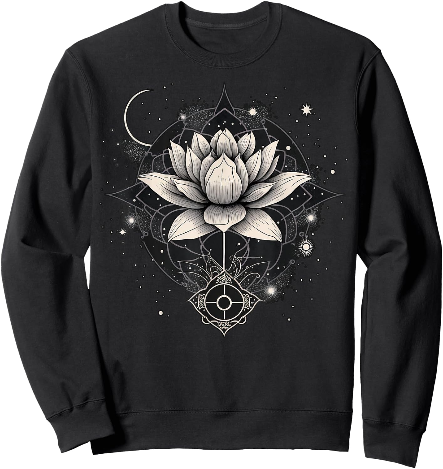 Moon Lotus Flower Yoga Meditation Sweatshirt - Sweatshirt | Black