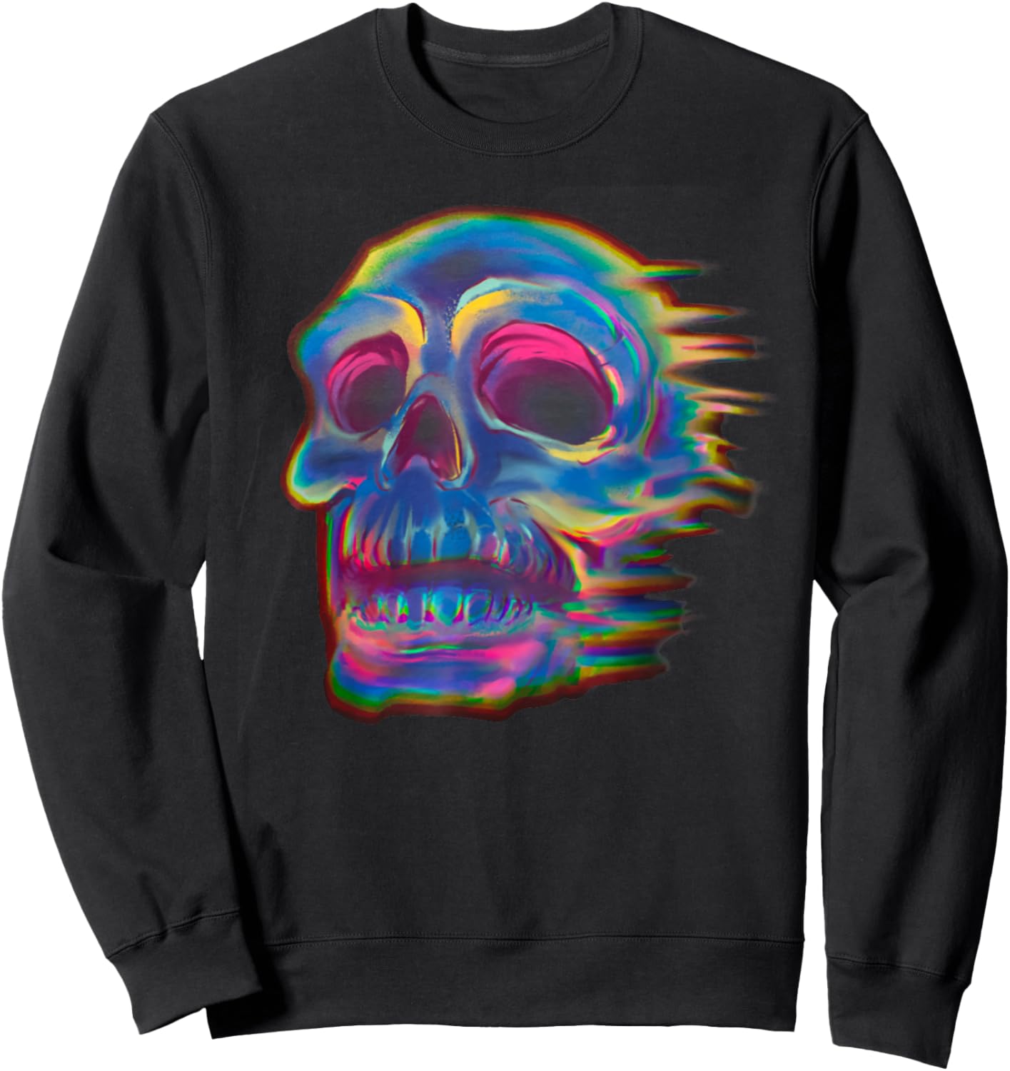 Retro Skull Trippy Vaporwave Halloween Costume Techno EDM DJ Sweatshirt - Sweatshirt | Black