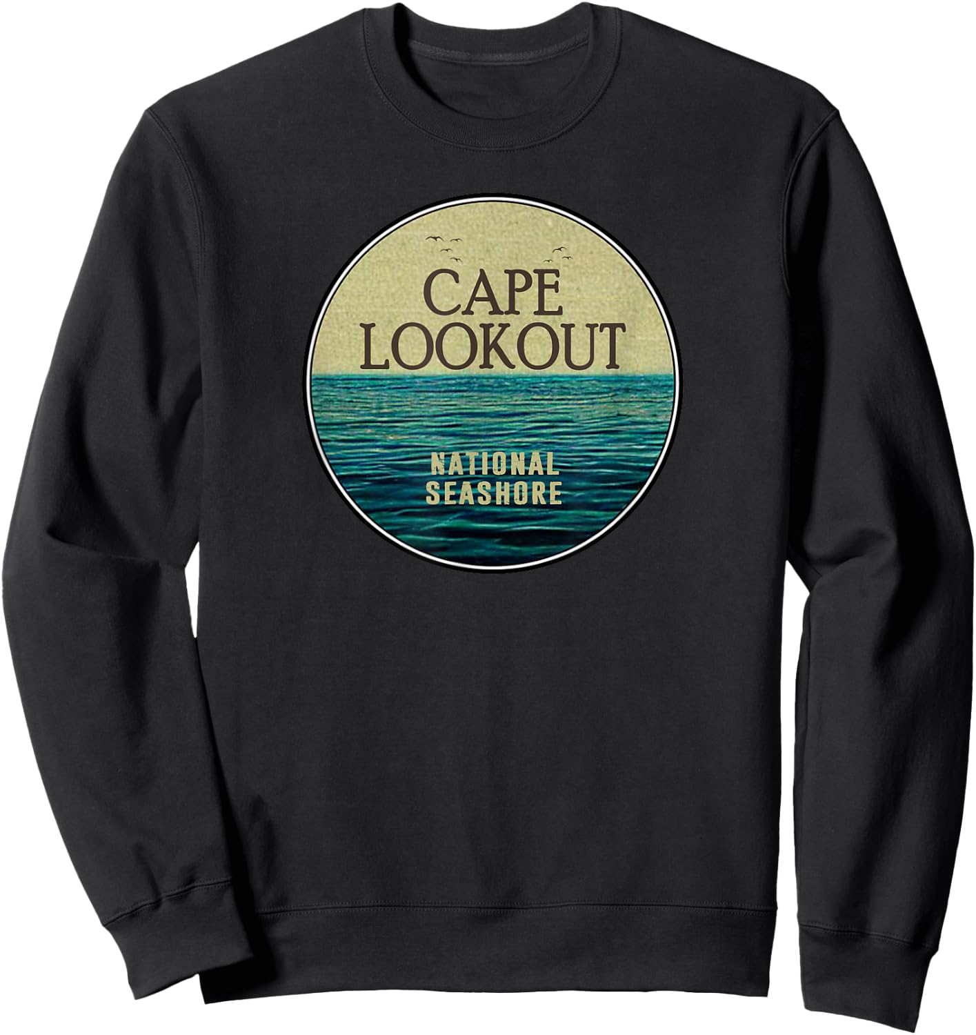 Cape Lookout National Seashore Ocean Birds Sweatshirt - Sweatshirt | Black