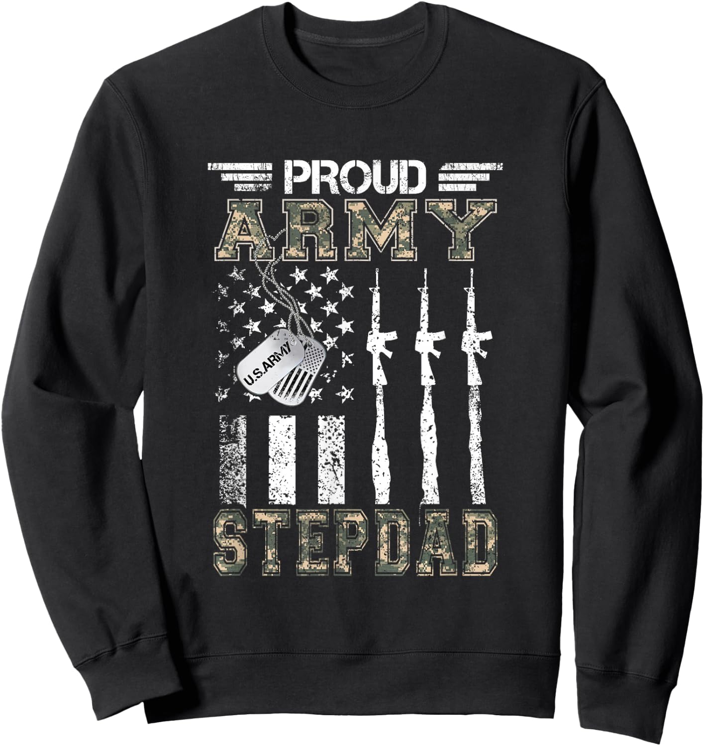 Proud Army Stepdad US Army Stepdad Gifts Army Graduation Sweatshirt - Sweatshirt | Black