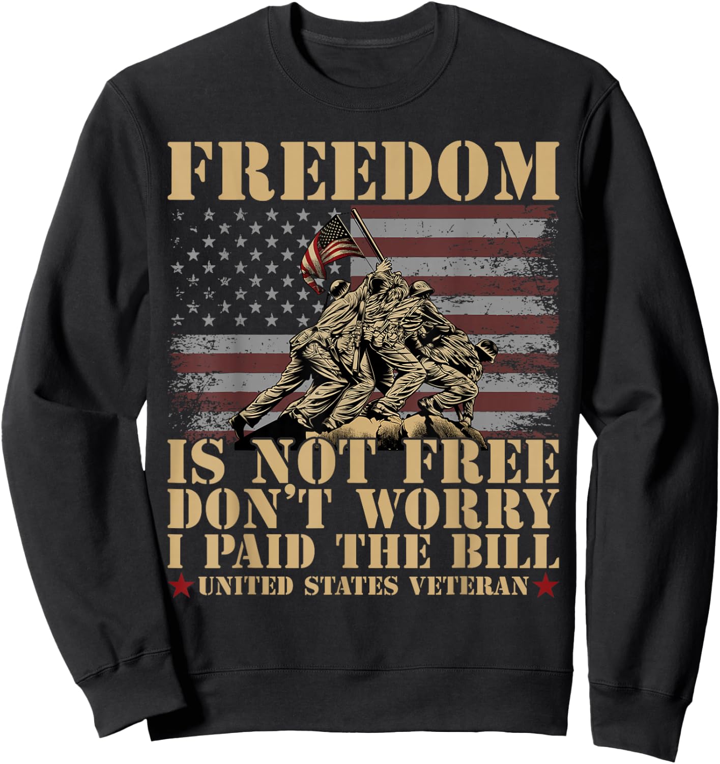 Freedom Is Not Free Dont Worry I Paid The Bill USA Veteran Sweatshirt - Sweatshirt | Black