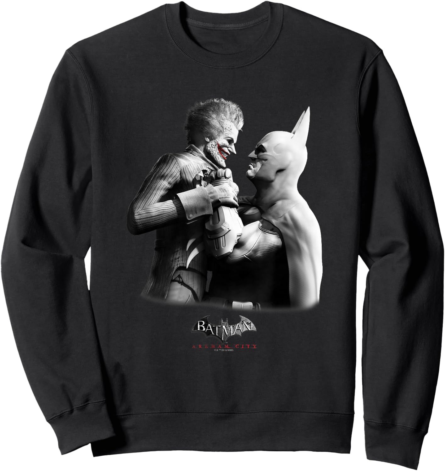 Batman: Arkham City Joker & The Dark Knight Distressed Sweatshirt - Sweatshirt | Black