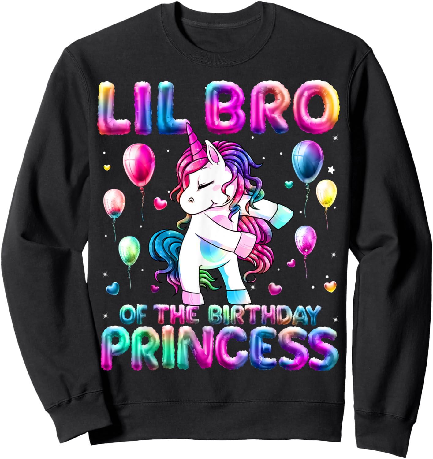 Brother of the Birthday Princess Girl Flossing Unicorn Bro Sweatshirt - Sweatshirt | Black