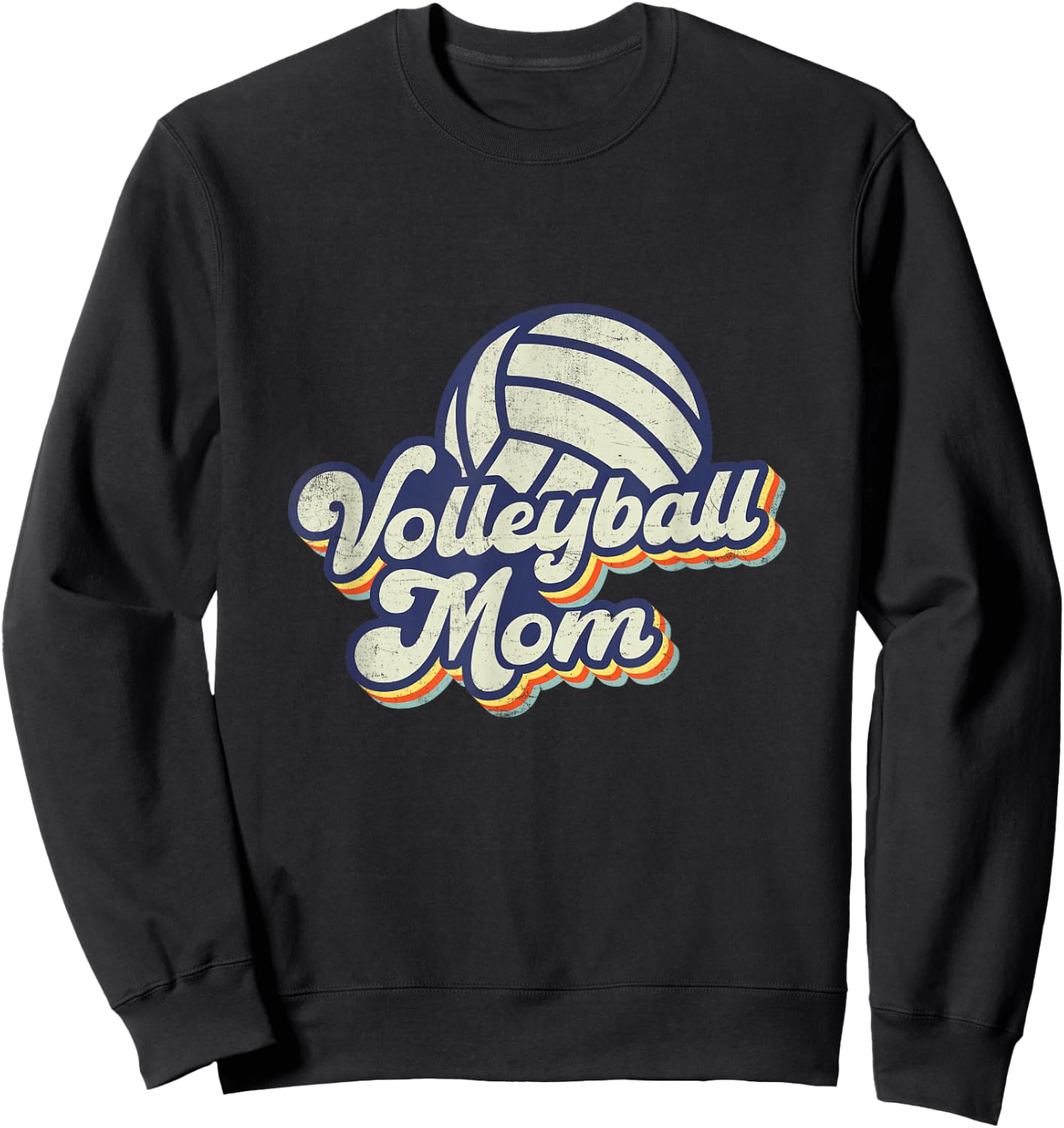 Volleyball Mom Mama Mother's Day Vintage Retro Funny Women Sweatshirt - Sweatshirt | Black