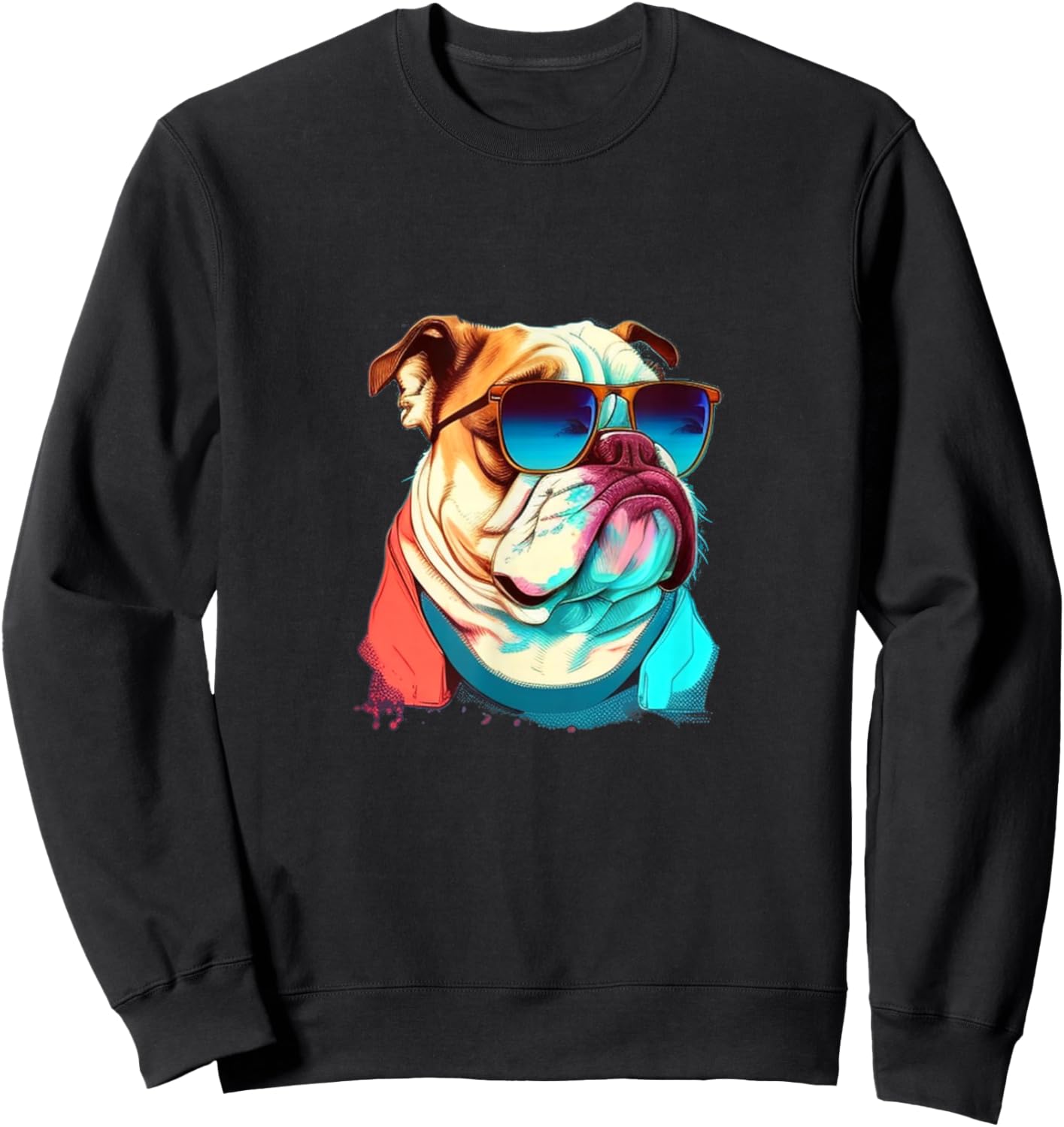 Funny English Bulldog with Sunglasses Sweatshirt - Sweatshirt | Black