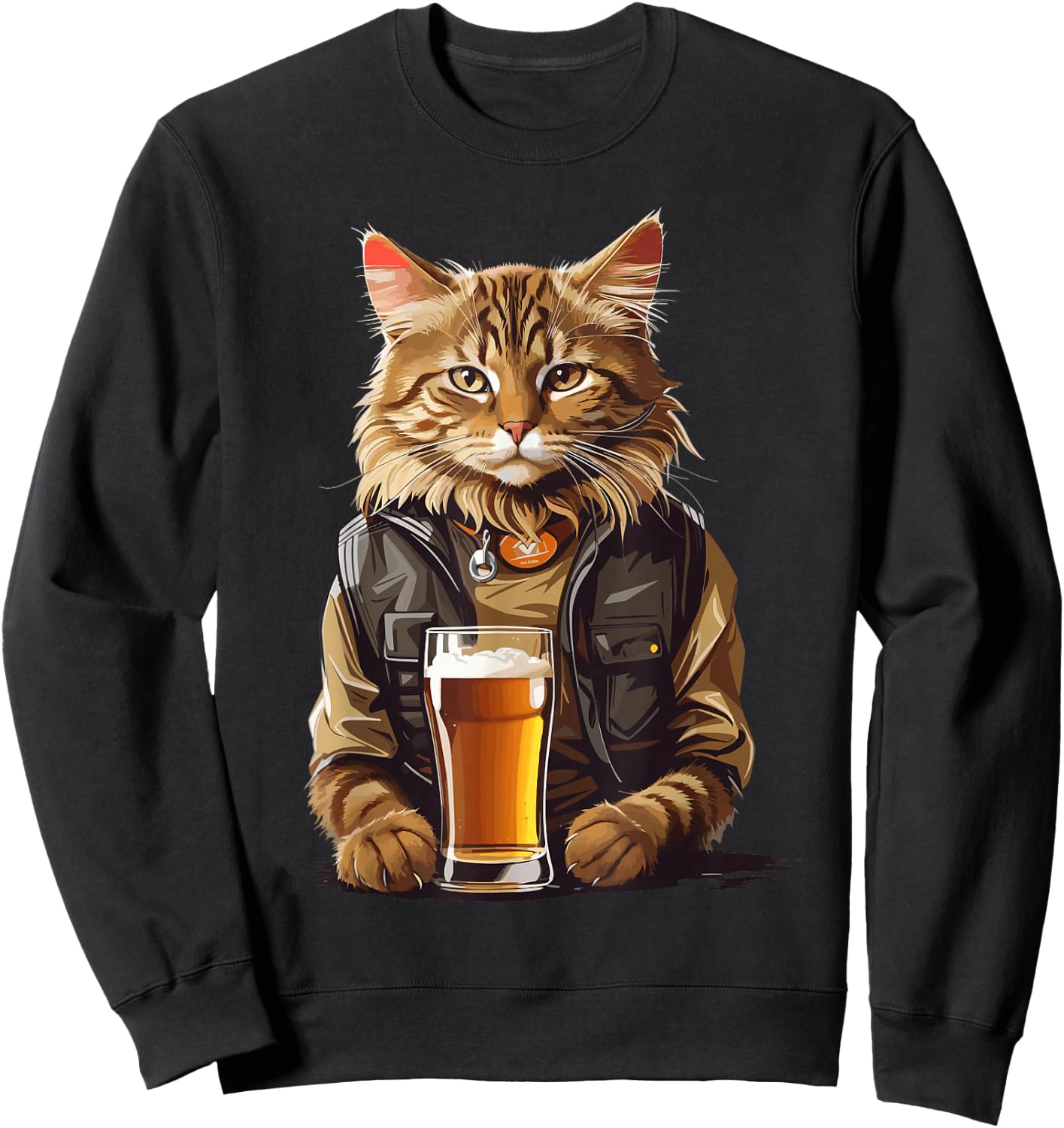 Cat Drinking Beer, Funny Beer Lovers Cat Sweatshirt - Sweatshirt | Black