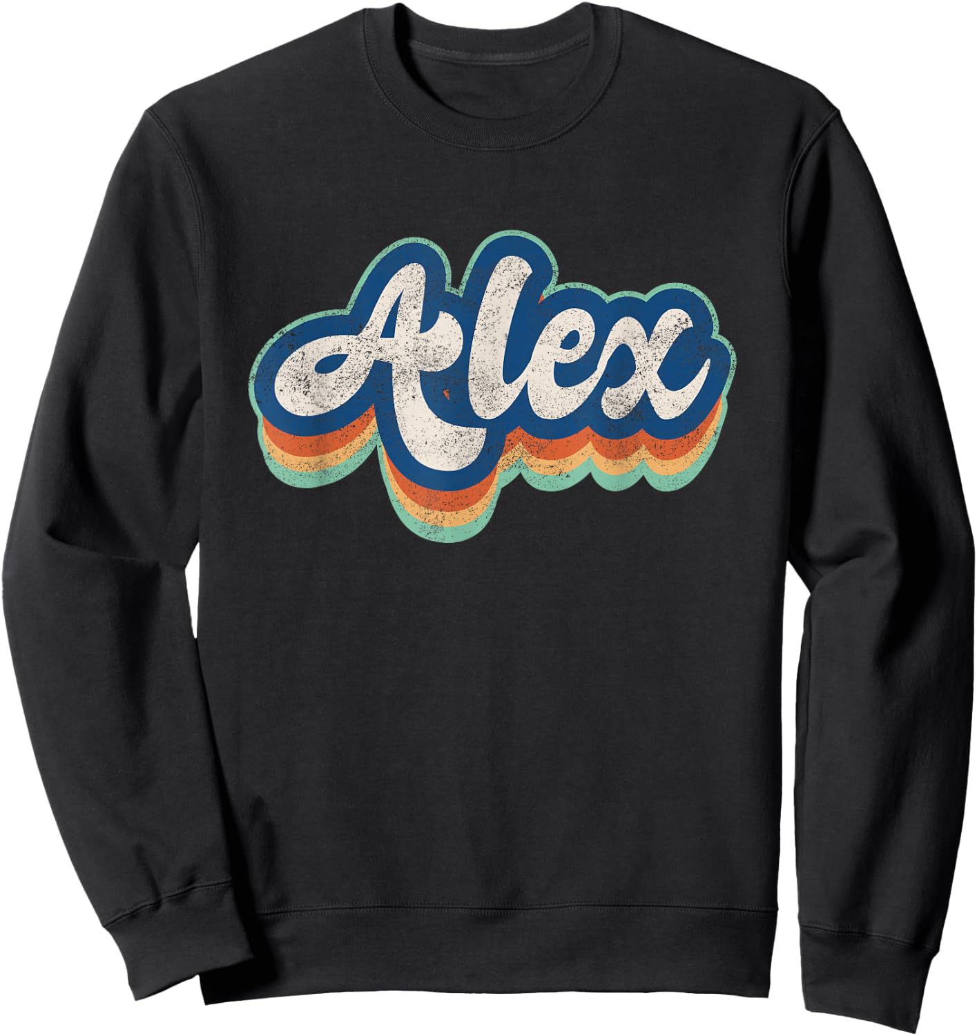Alex First Name Boy Vintage Style 70s 80s Personalized Sweatshirt - Sweatshirt | Black