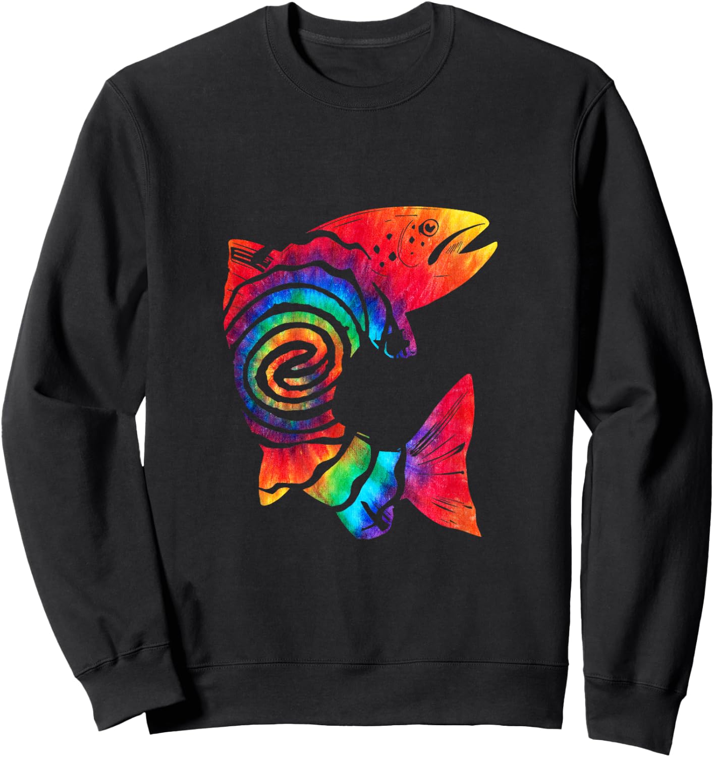 Trout Fish Tie Dye Vintage Trout Fishing Lover Sweatshirt - Sweatshirt | Black