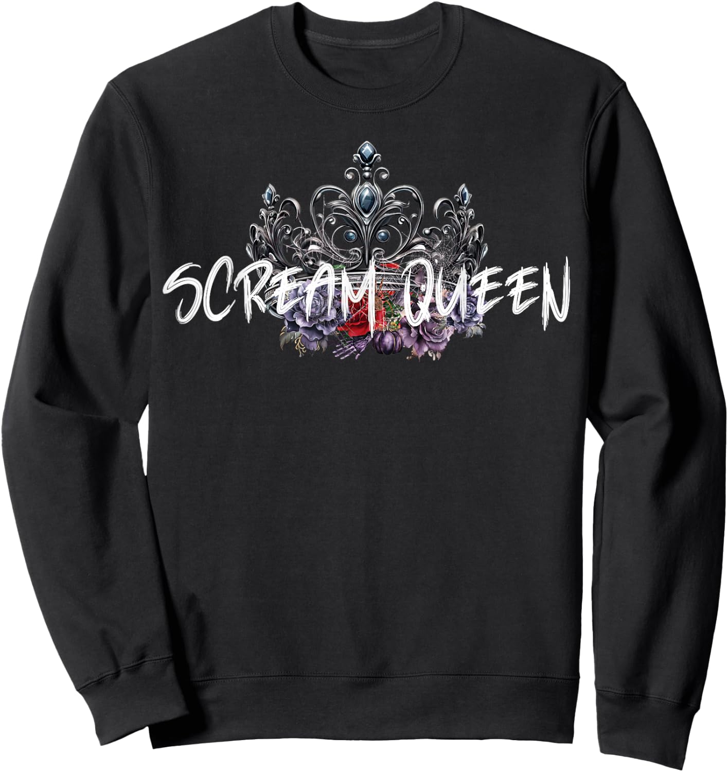 Scream Queen Halloween Spooky Scary Gothic Crown Horror film Sweatshirt - Sweatshirt | Black