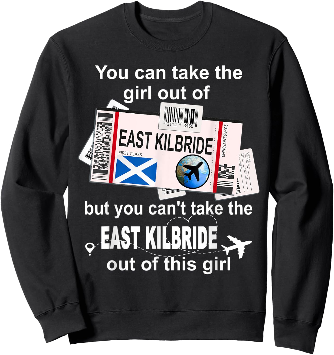 East Kilbride Boarding Pass - East Kilbride Girl Sweatshirt - Sweatshirt | Black