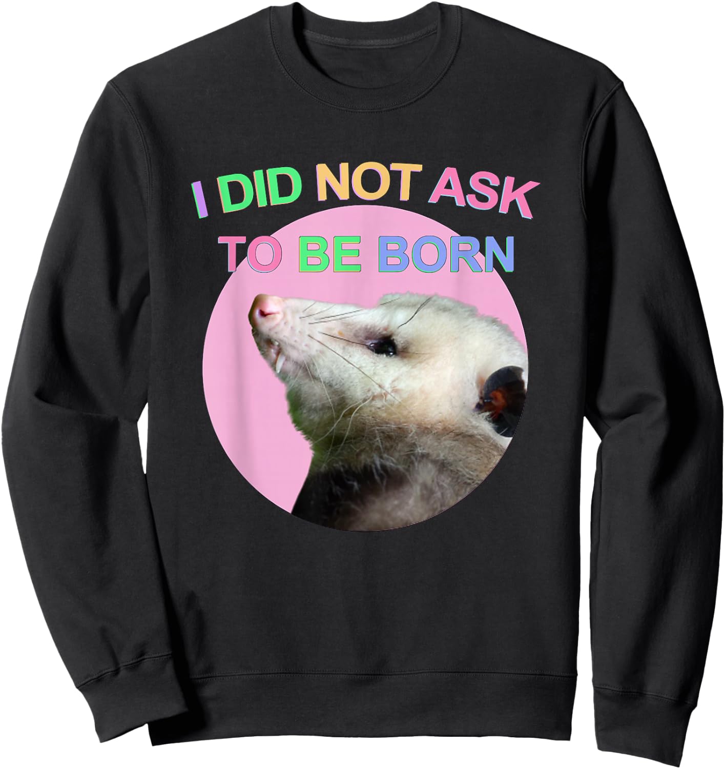 I Did Not Ask to Be Born Opossum Didn't Ask To Be Born Funny Sweatshirt - Sweatshirt | Black