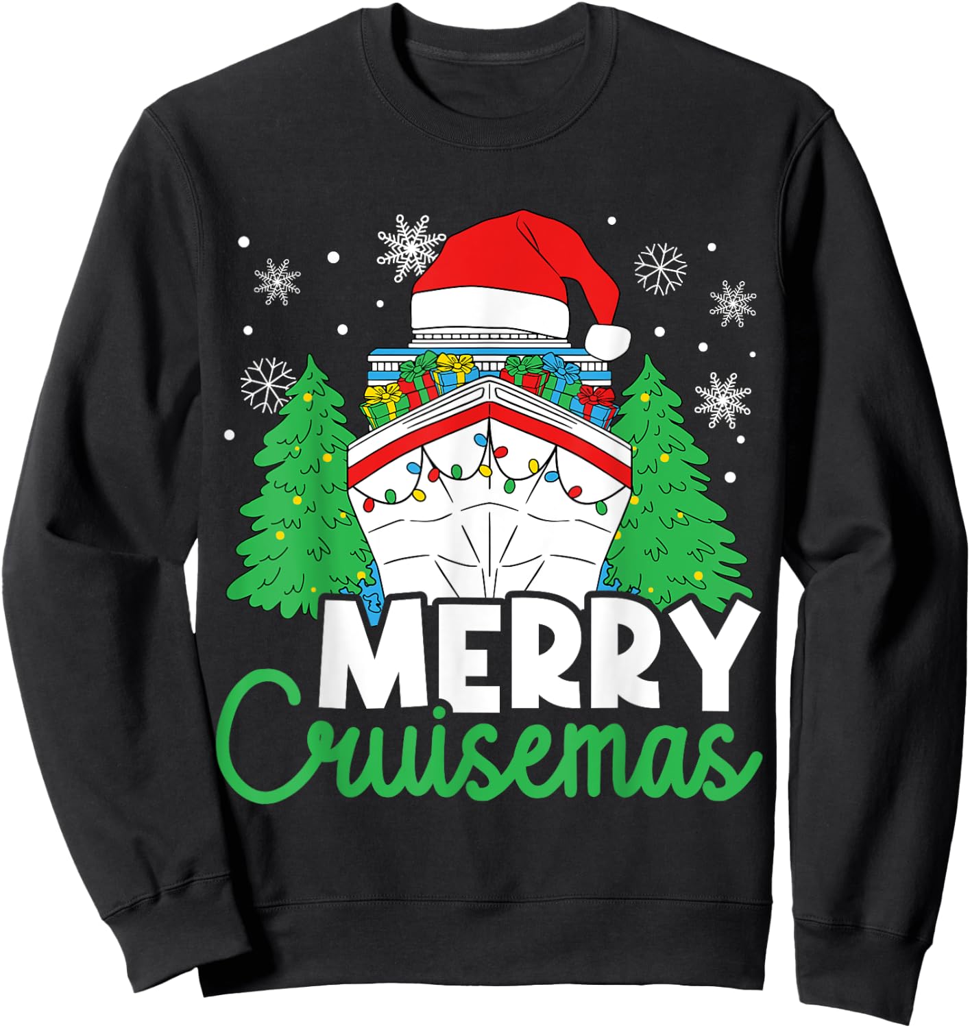 Merry Cruisemas Funny Christmas Family Cruise Ship Vacation Sweatshirt - Sweatshirt | Black