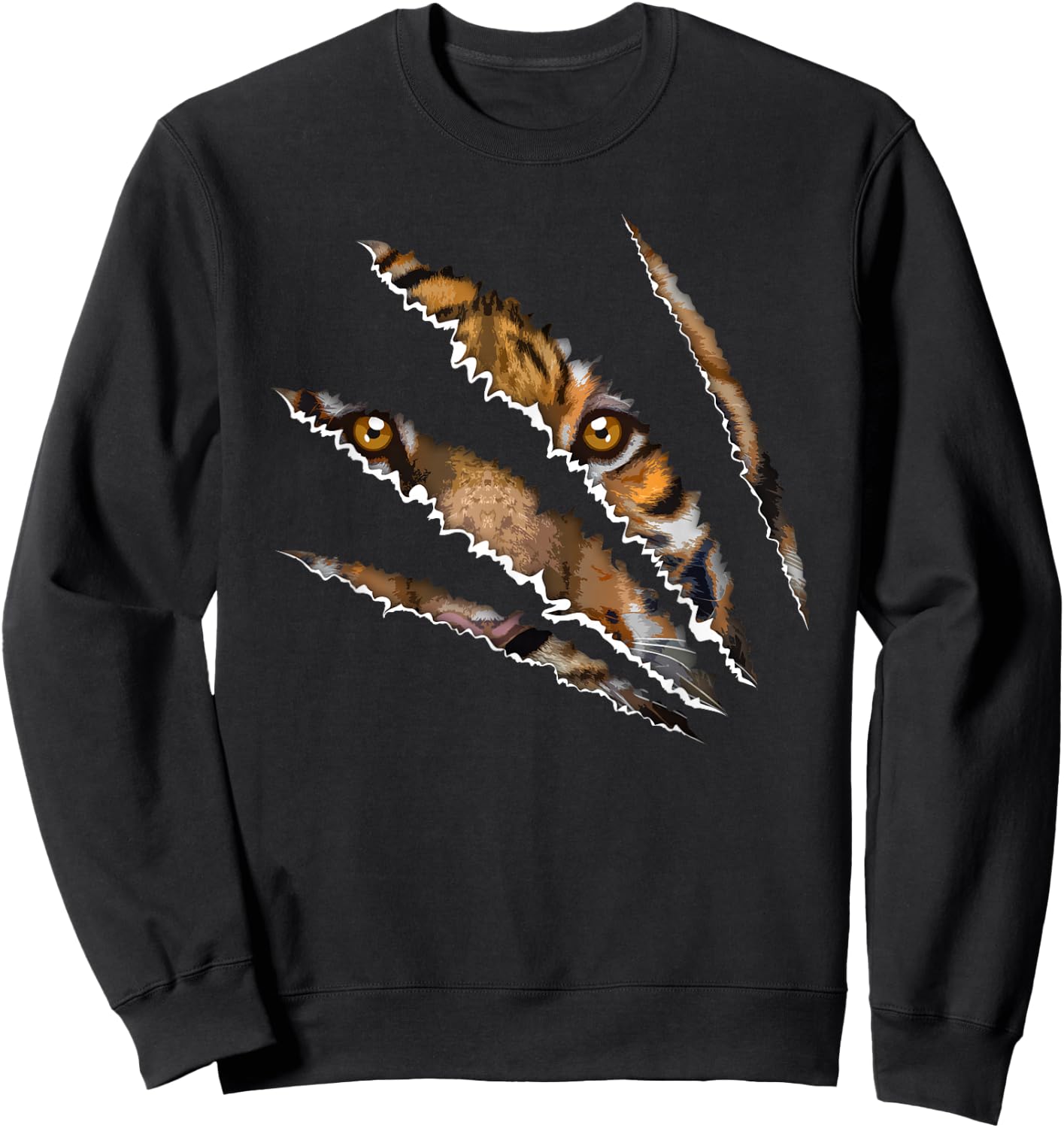 Tiger Eye Women Claw Animal Siberian Tiger Face Sweatshirt - Sweatshirt | Black