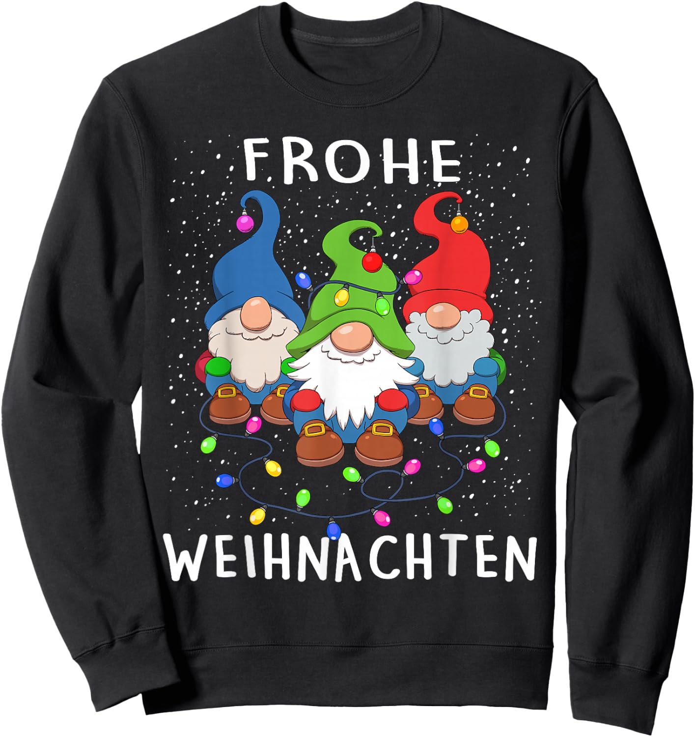 Funny Gnomes Merry Christmas Frohe Weihnachten Sweatshirt - Sweatshirt | Black