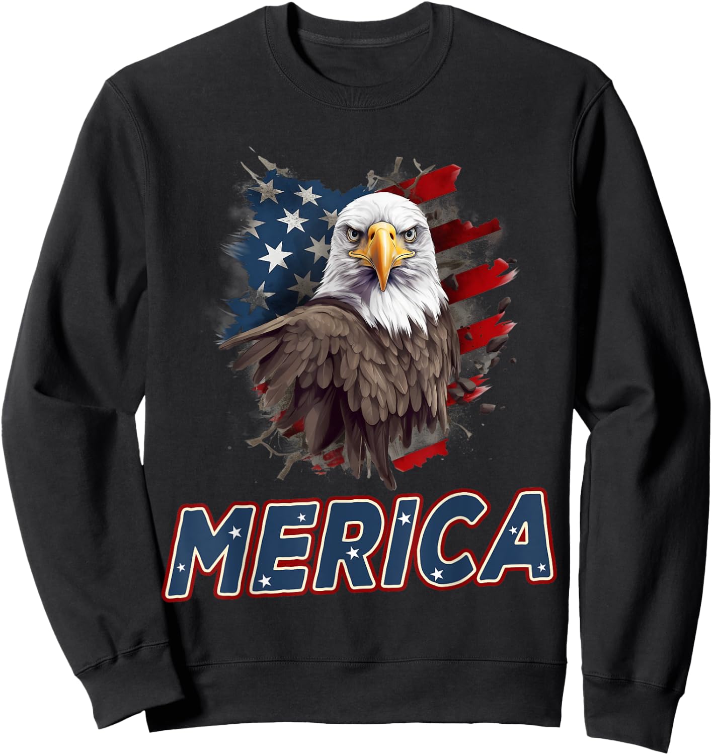 USA American Flag Patriotic Eagle 4th of July Women Men Sweatshirt - Sweatshirt | Black