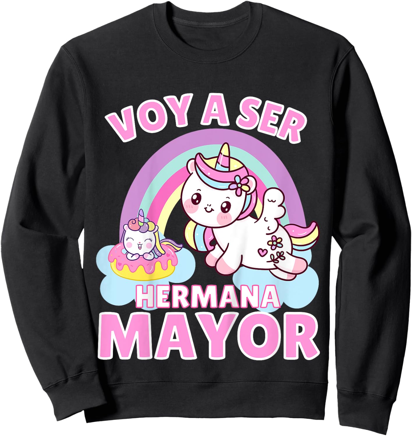 Hermana Mayor Unicornios, Voy A Ser Hermana Mayor Sweatshirt - Sweatshirt | Black