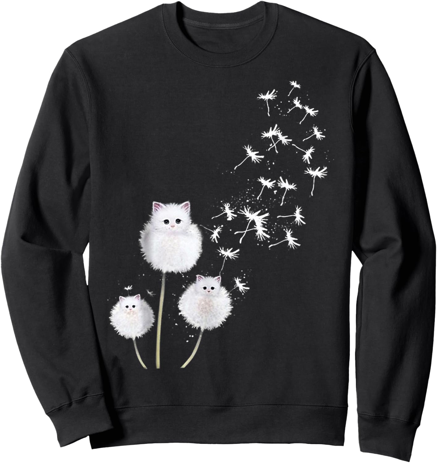 Cat Dandelion Flower SKT Sweatshirt - Sweatshirt | Black
