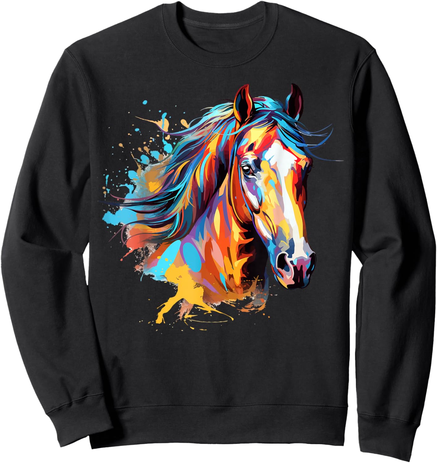 Colorful Splash Art Thoroughbred Horse Lover Sweatshirt - Sweatshirt | Black