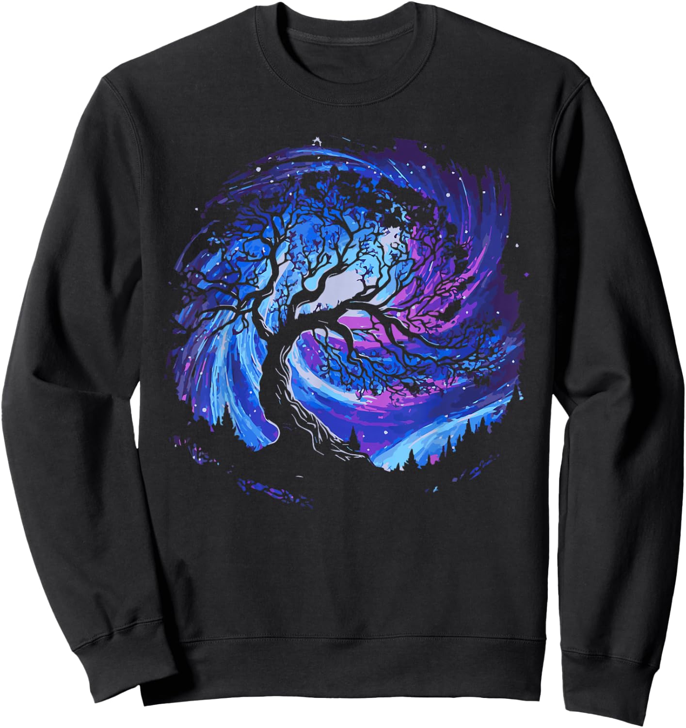 Space Tree Cosmic Starry Night Sky and Milky Way Gorgeous Sweatshirt - Sweatshirt | Black