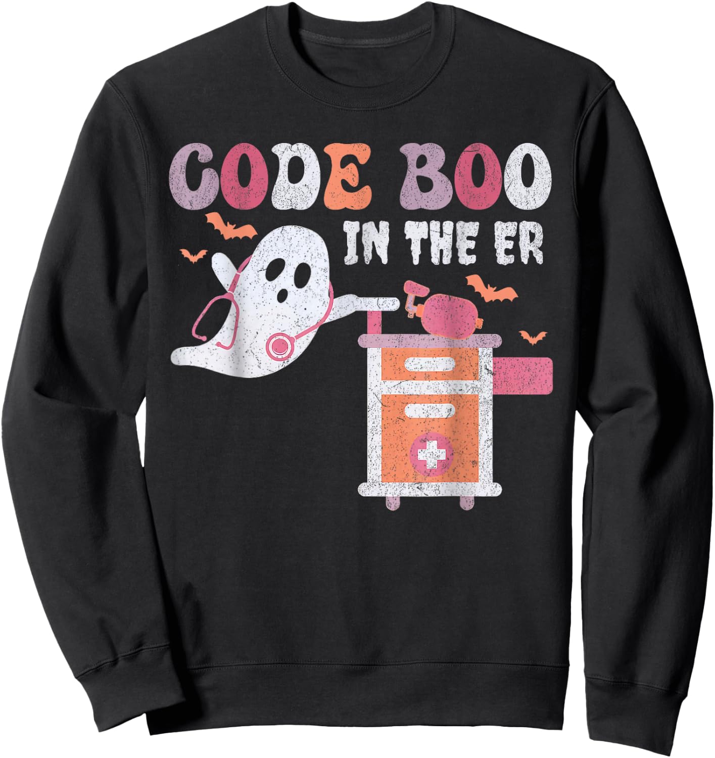 Ghost Code Boo In The ER Respiratory Therapist Halloween Sweatshirt - Sweatshirt | Black