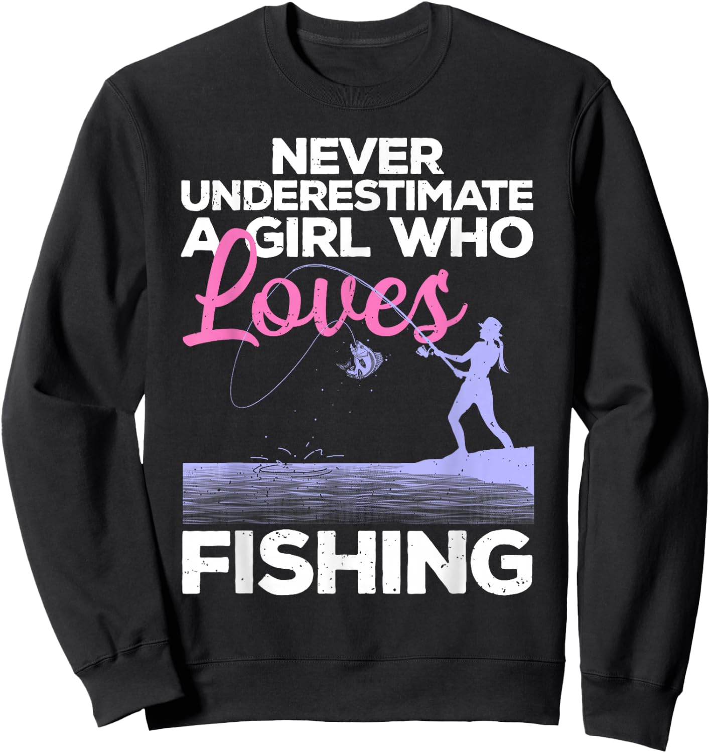 Cool Fishing Girls Fisherman Fish Lure Saltwater Small Sweatshirt - Sweatshirt | Black