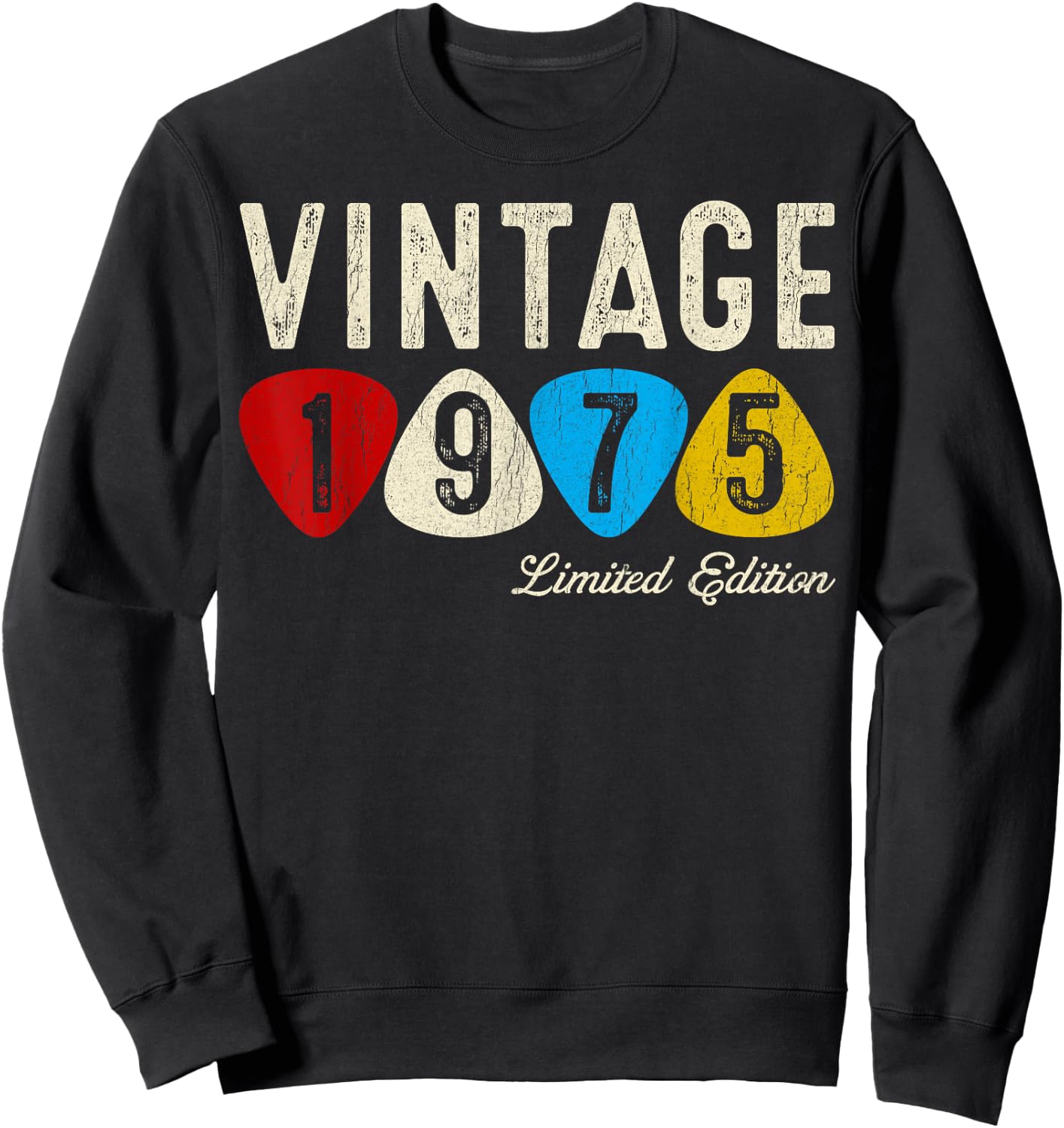 50th Birthday Gifts Men Women Guitar Lover Vintage 1975 Sweatshirt - Sweatshirt | Black