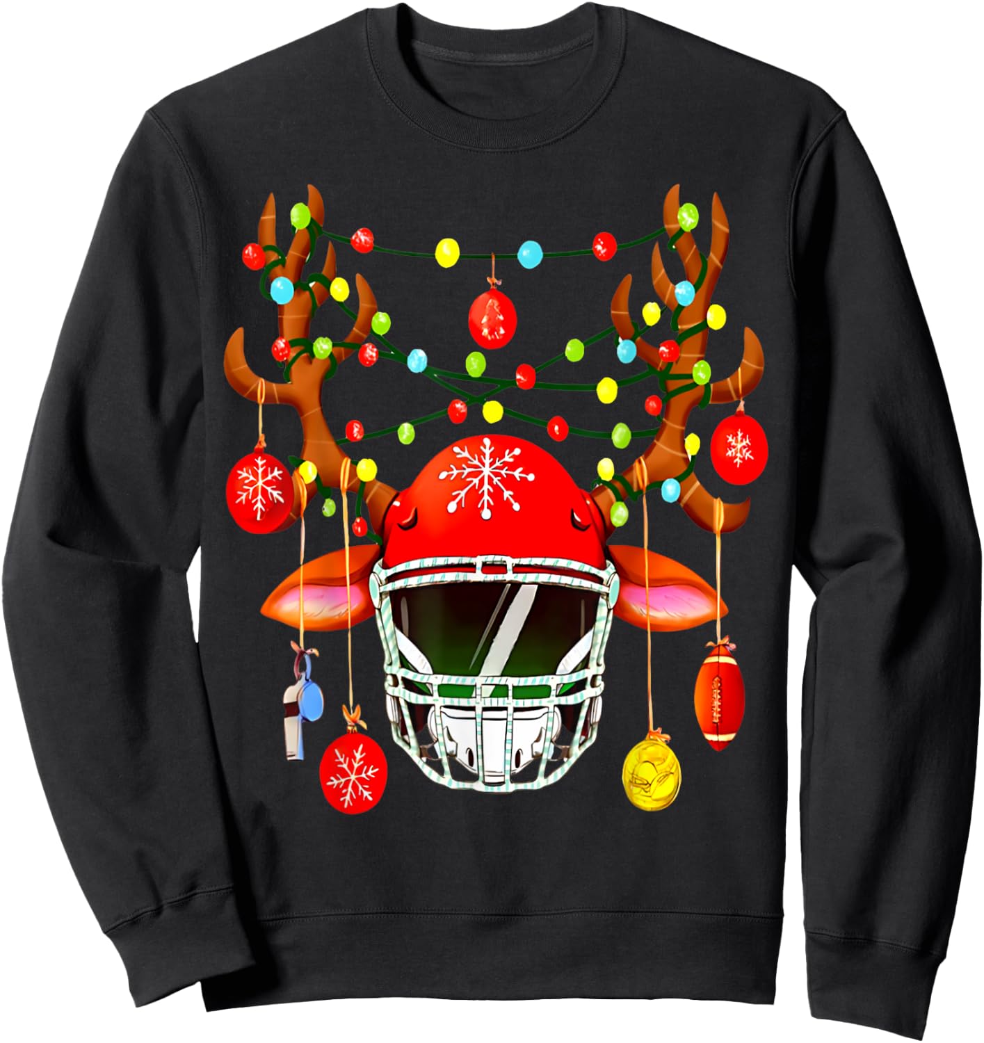 Christmas Football Santa Hat Sports Xmas Team Lovers Holiday Sweatshirt - Sweatshirt | Black