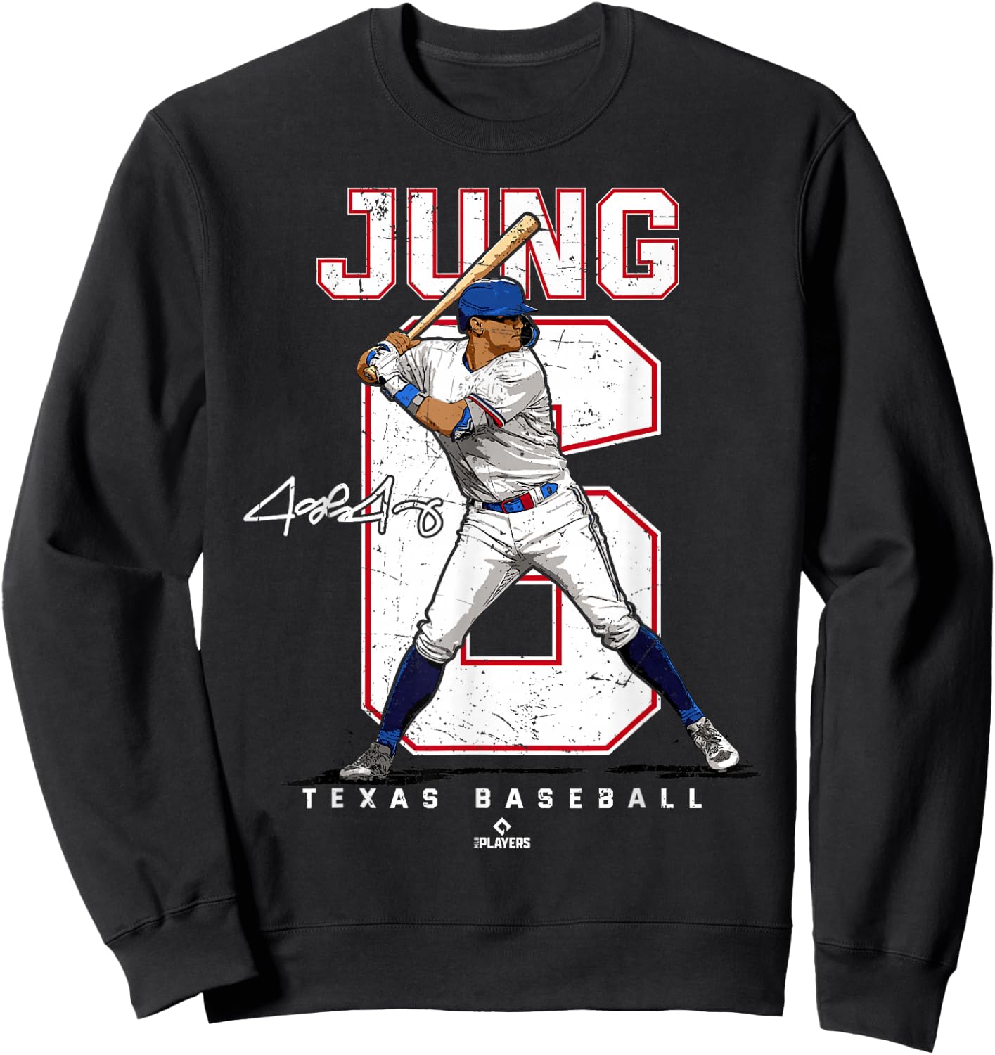 Number and Portrait Josh Jung Texas Sweatshirt - Sweatshirt | Black