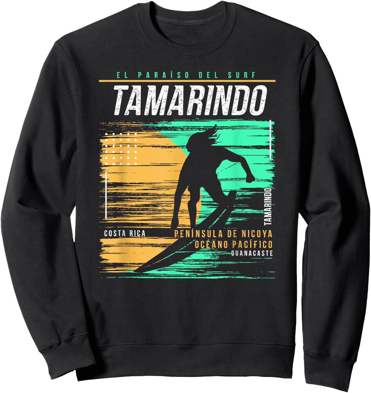 Vintage Surfing Tamarindo Costa Rica Retro Surfers Paradise Sweatshirt - Sweatshirt | Black