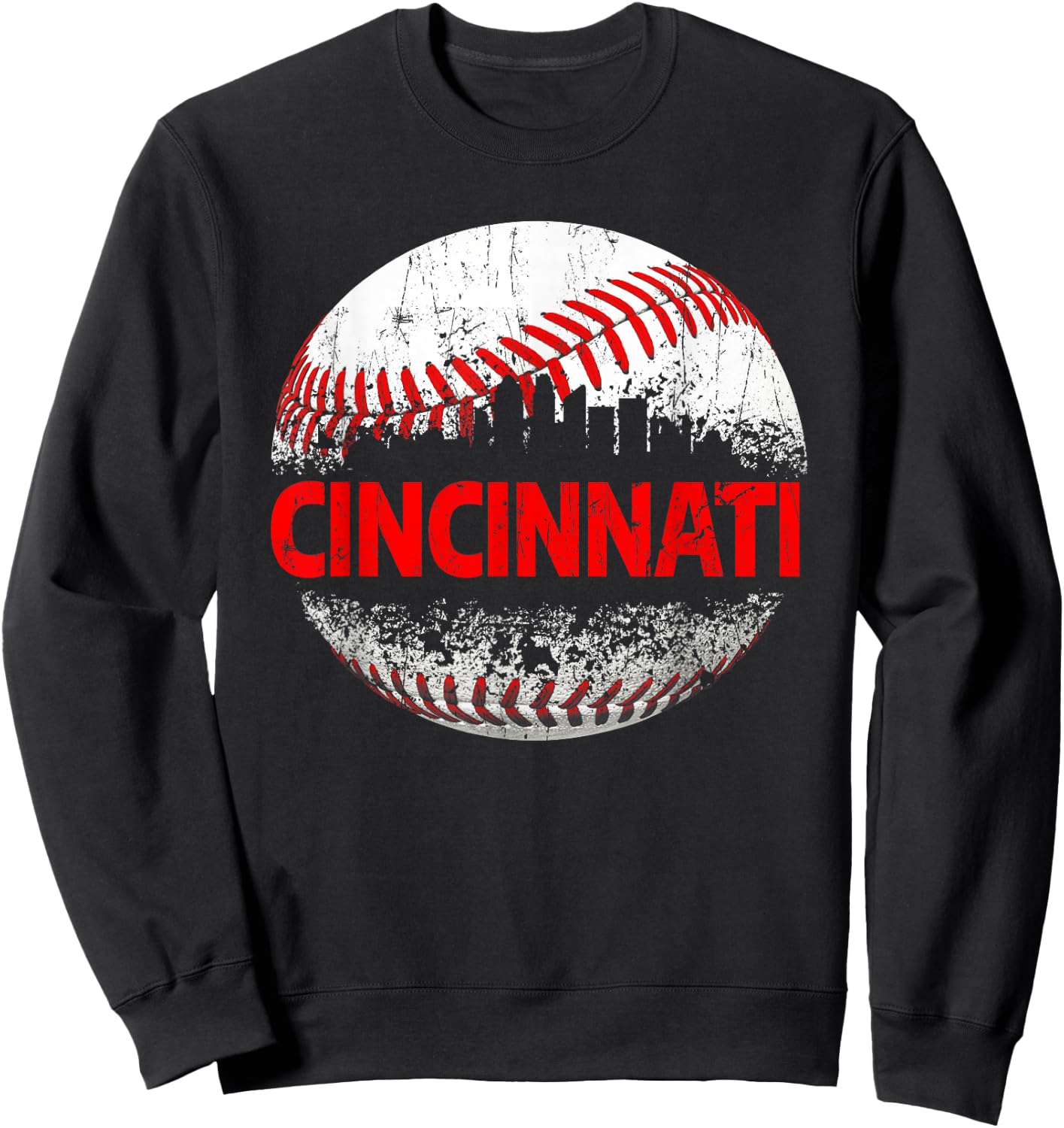 Cincinnati Souvenir Baseball City Downtown I Love Cincinnati Sweatshirt - Sweatshirt | Black