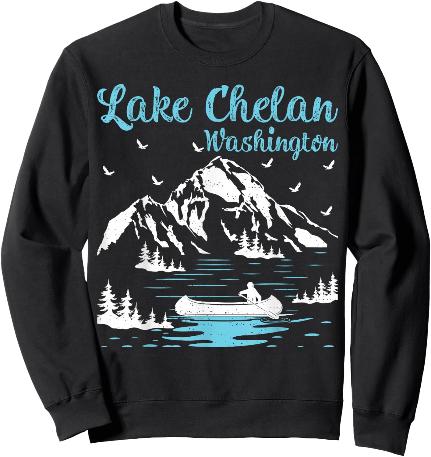 Summer Vacation Retro Washington Lake Chelan Sweatshirt - Sweatshirt | Black