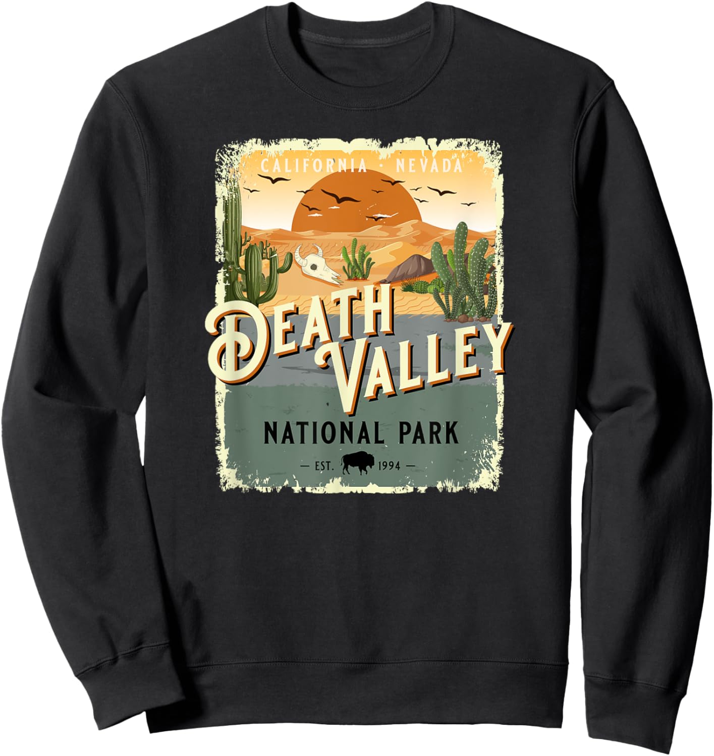 Death Valley National Park Vintage Travel Poster Style Sweatshirt - Sweatshirt | Black