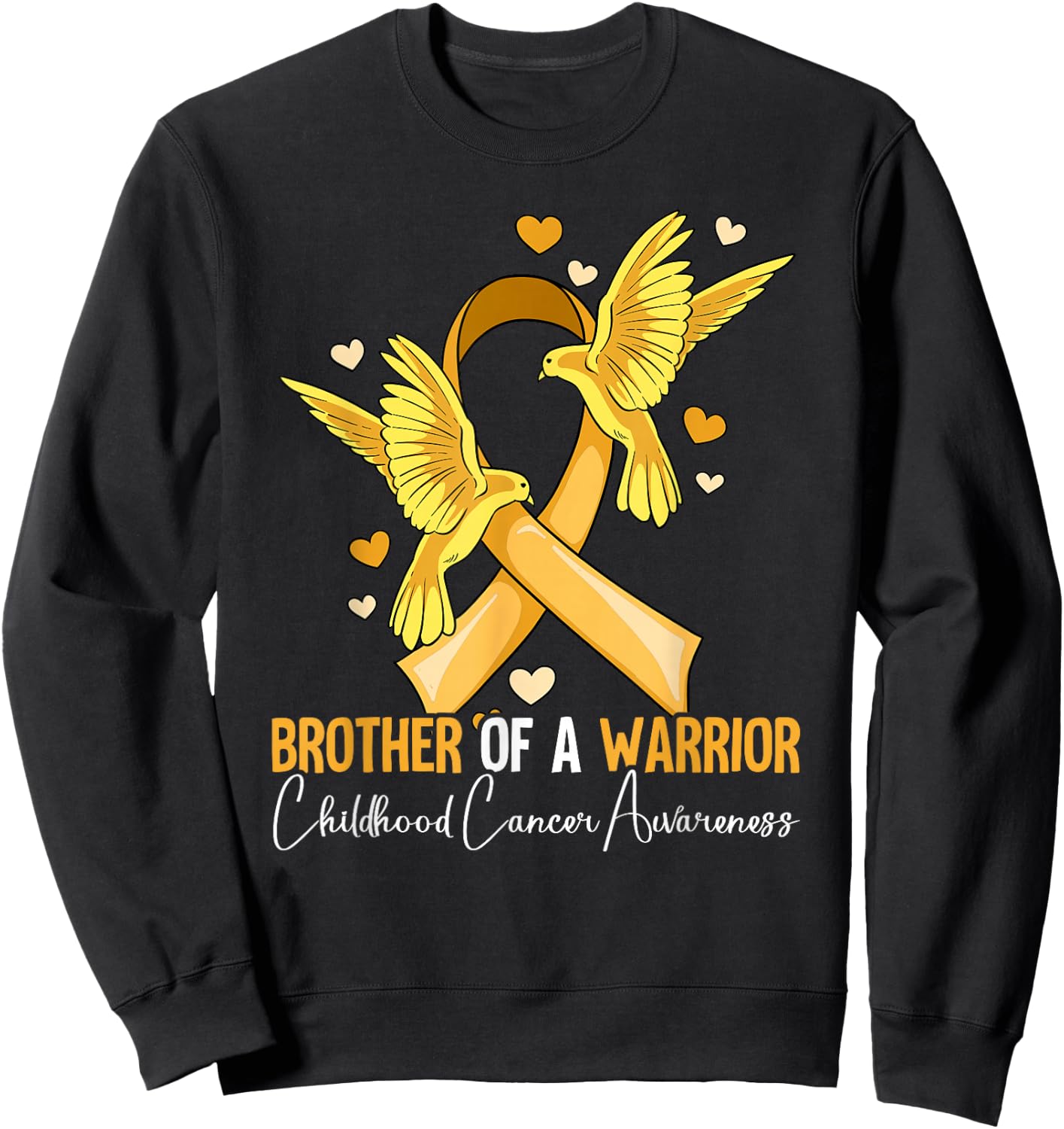 Brother Of A Warrior Childhood Cancer Awareness Sweatshirt - Sweatshirt | Black