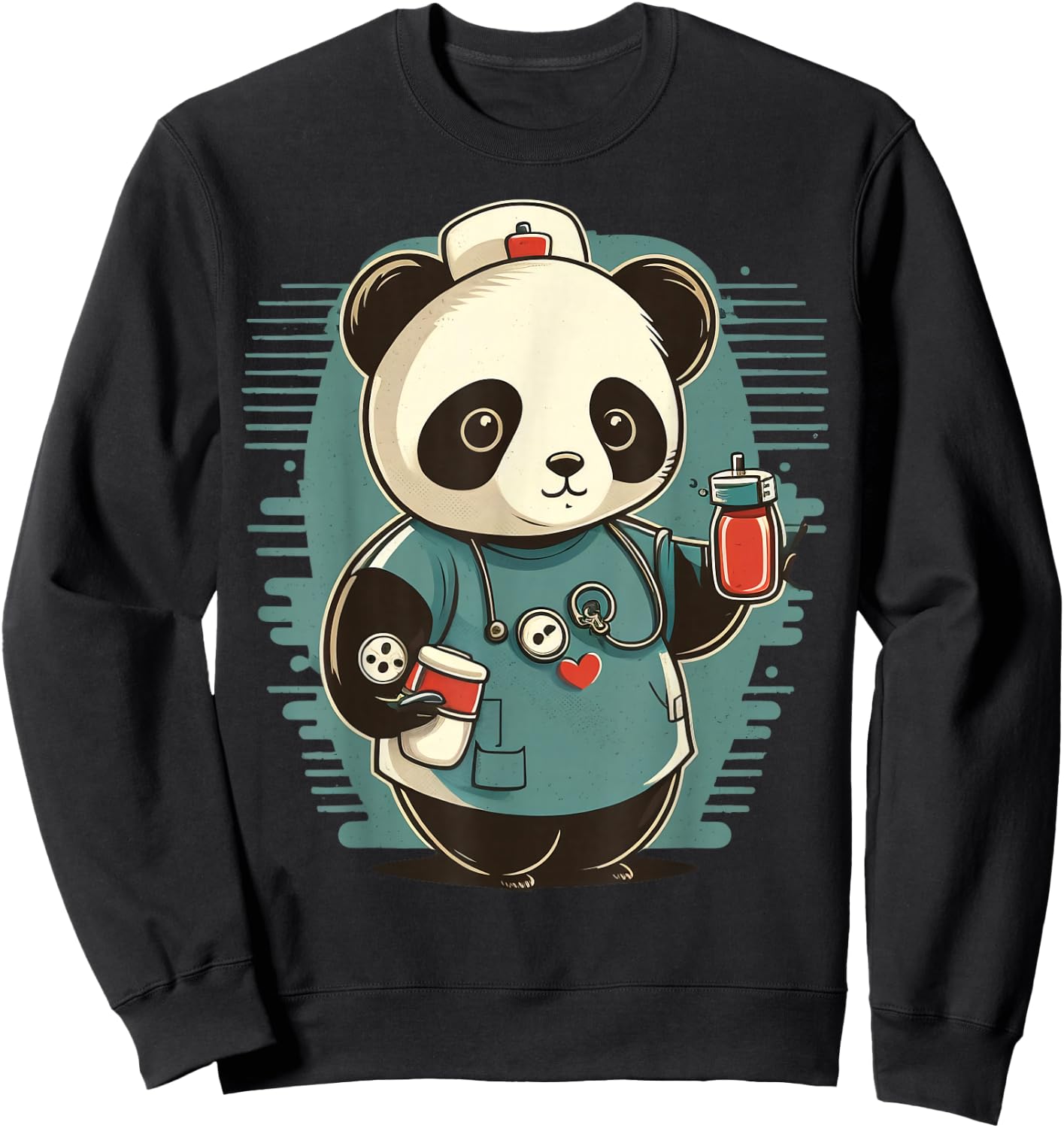 Medical Nursing Panda on Nurse Panda Sweatshirt - Sweatshirt | Black