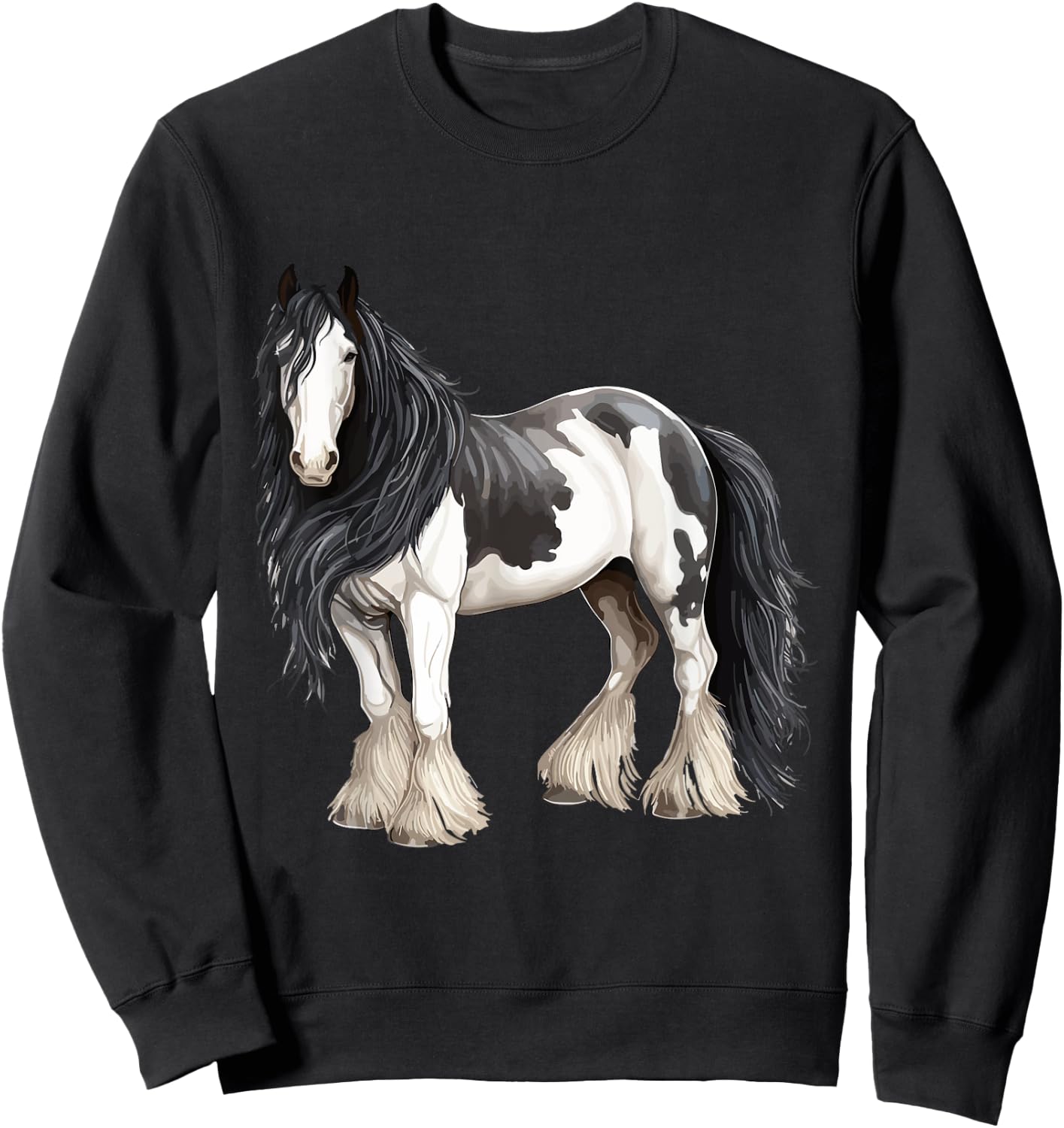 Black Gypsy Vanner Horse Lover Riding Equestrian Sweatshirt - Sweatshirt | Black