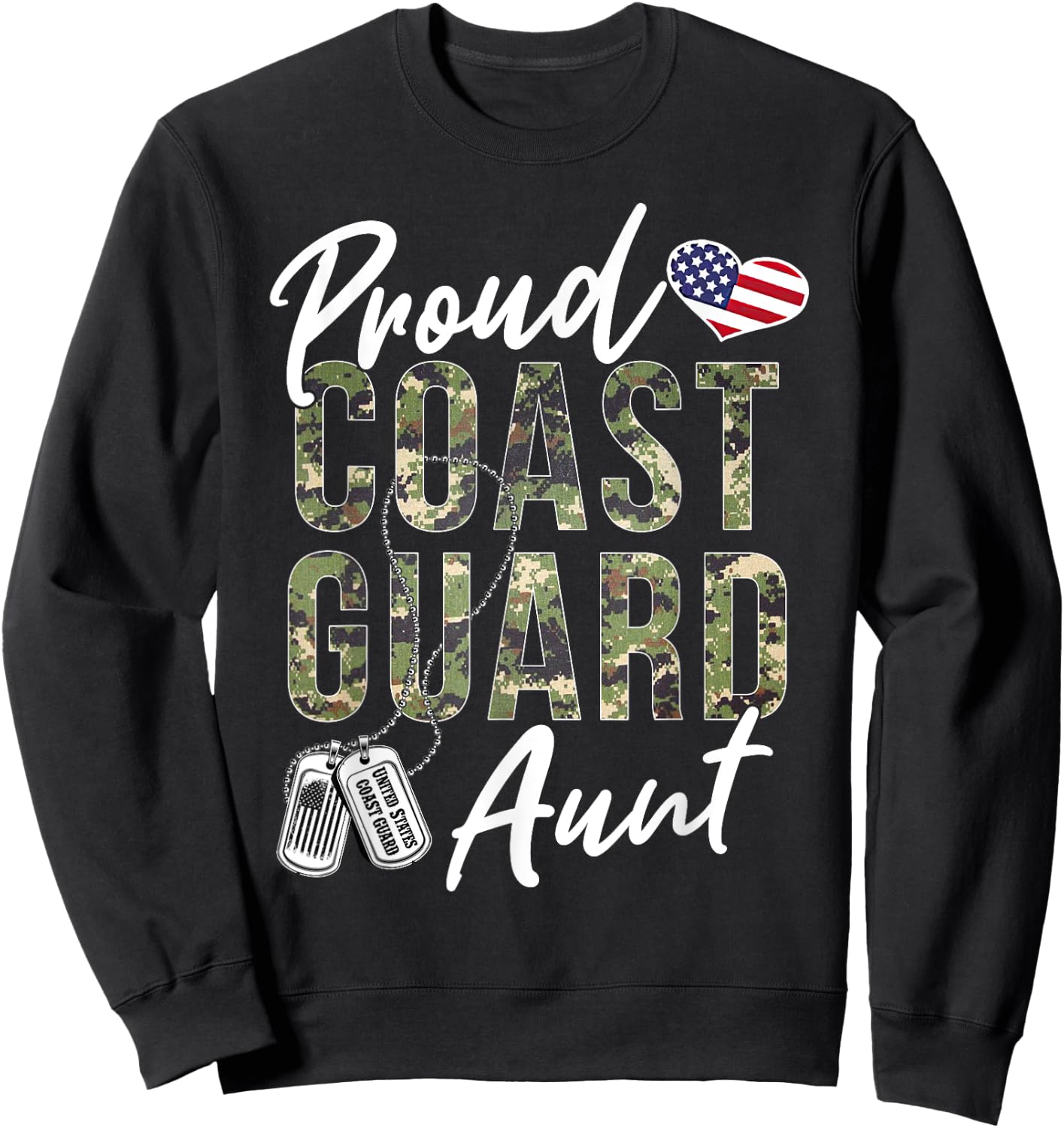 Proud Coast Guard Aunt US Coast Guard Graduation Aunt Sweatshirt - Sweatshirt | Black