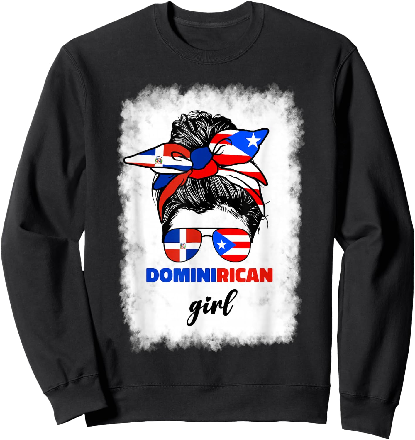 Half Dominican And Puerto Rican Rico Flag DominiRican Girl Sweatshirt - Sweatshirt | Black