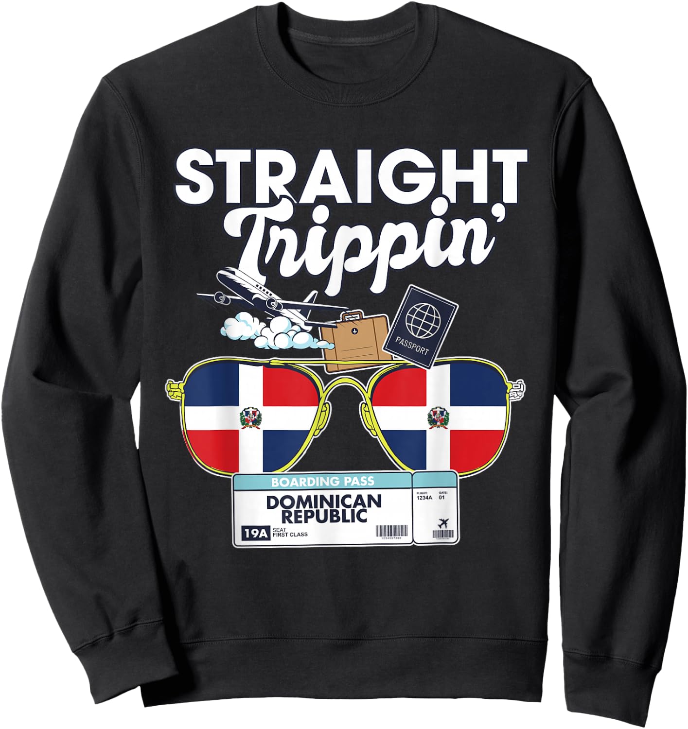 Straight Trippin' Dominican Republic Vacation Tour Travel Sweatshirt - Sweatshirt | Black