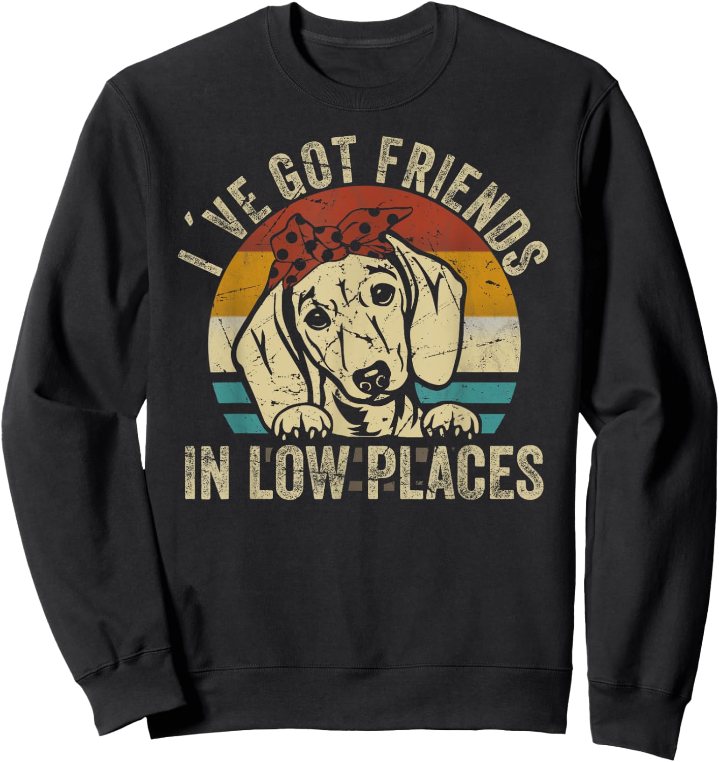 I've Got Friends In Low Places funny Dachshund Wiener Dog Sweatshirt - Sweatshirt | Black