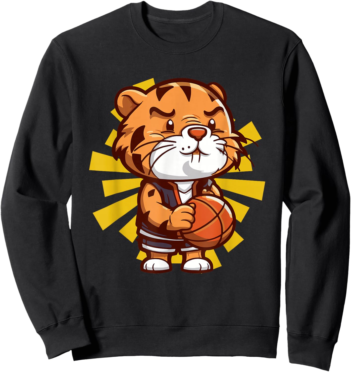 Tiger Basketball Player Ball Sports Jungle Animal Sweatshirt - Sweatshirt | Black