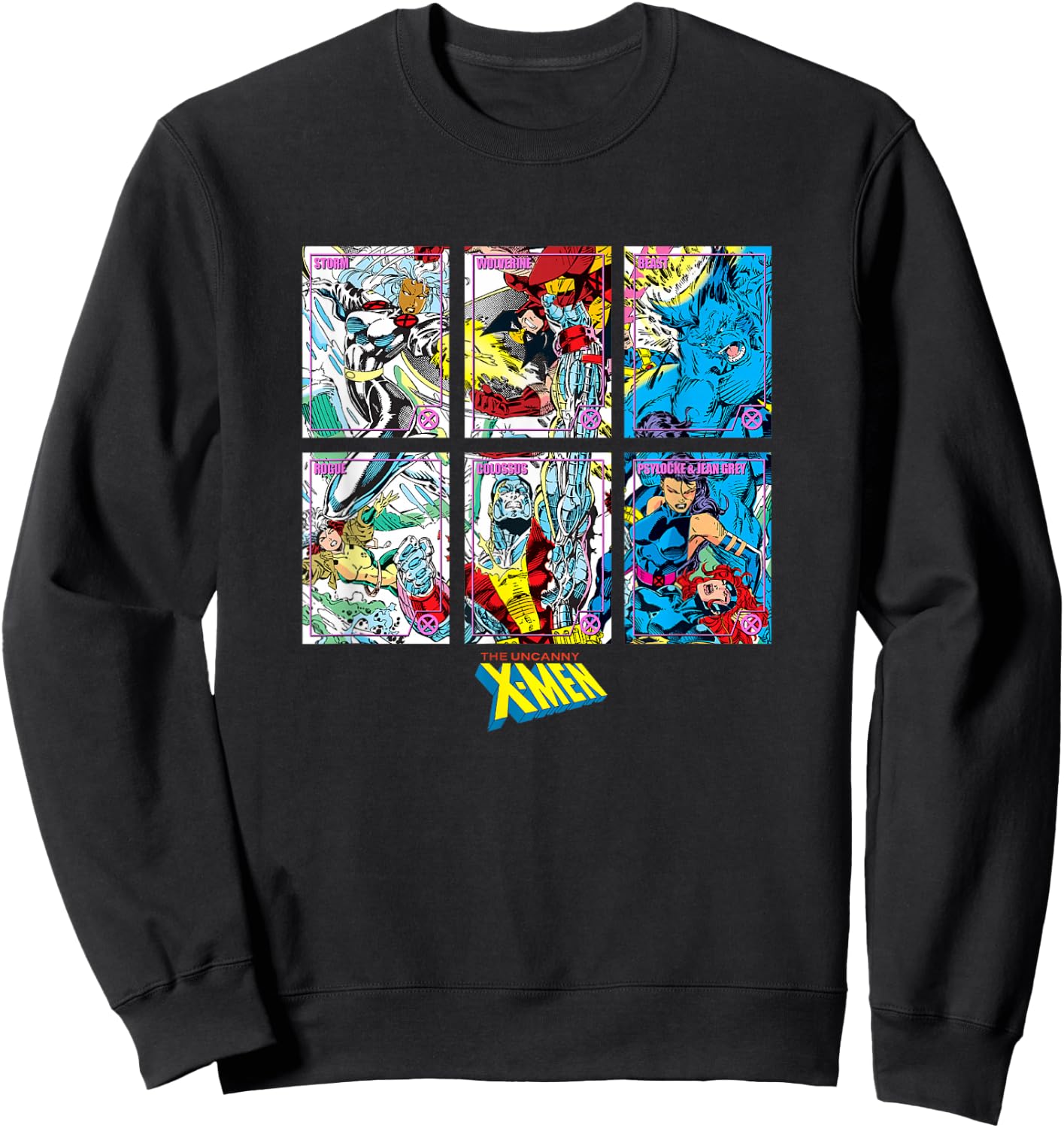 Marvel X-Men Classic Characters Collection Cards Panels Sweatshirt - Sweatshirt | Black