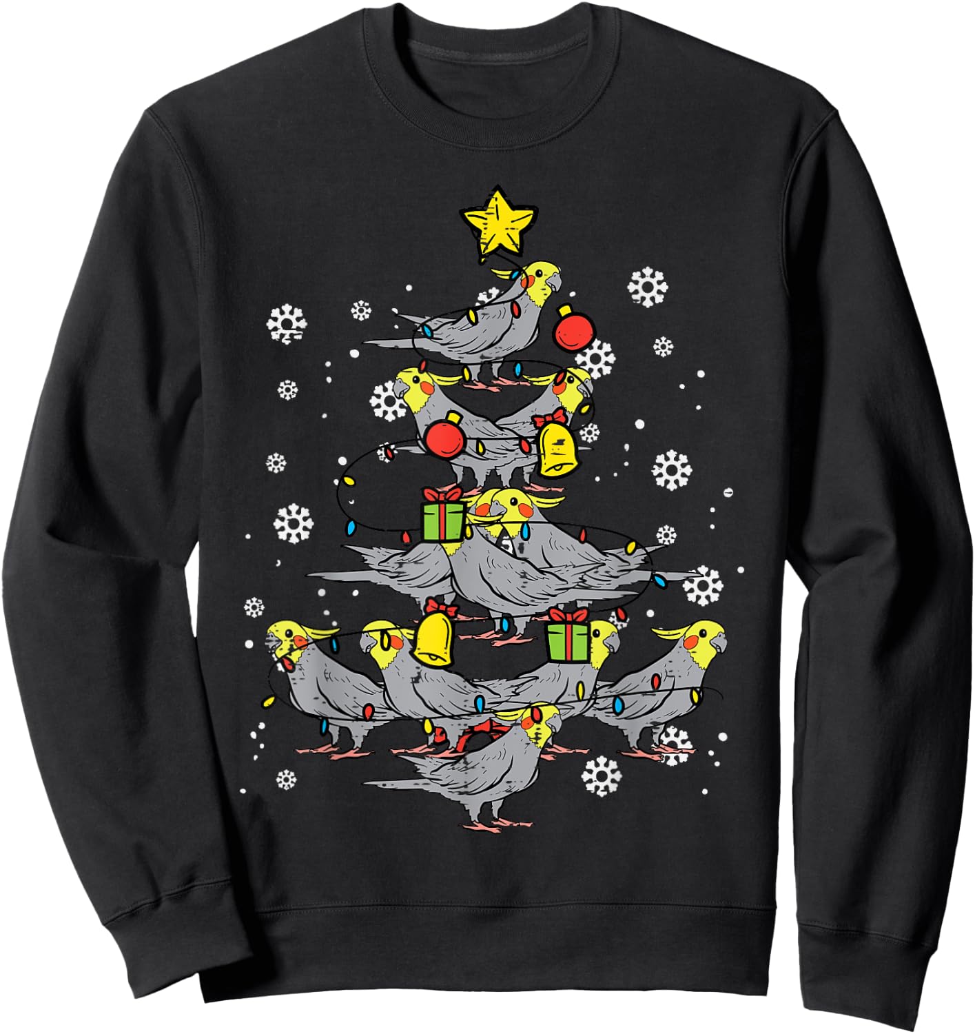 Cockatiel Christmas Tree Bird Cute Xmas Animal Men Women Sweatshirt - Sweatshirt | Black