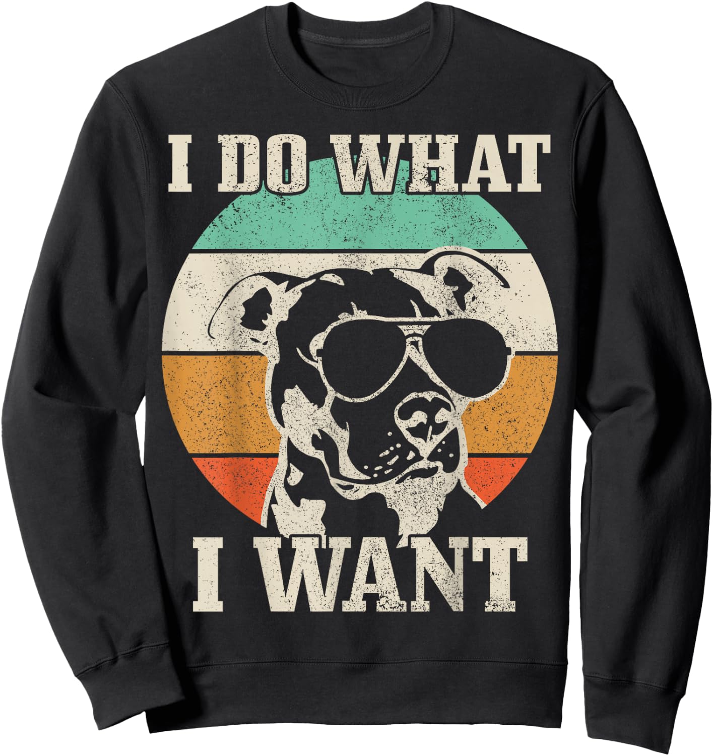 Pitbull Do What I Want Funny Dog Vintage Pitbull Mom Sweatshirt - Sweatshirt | Black