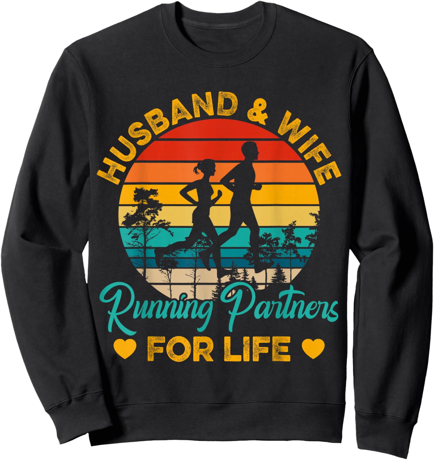 Husband And Wife Running Partners For Life Sweatshirt - Sweatshirt | Black