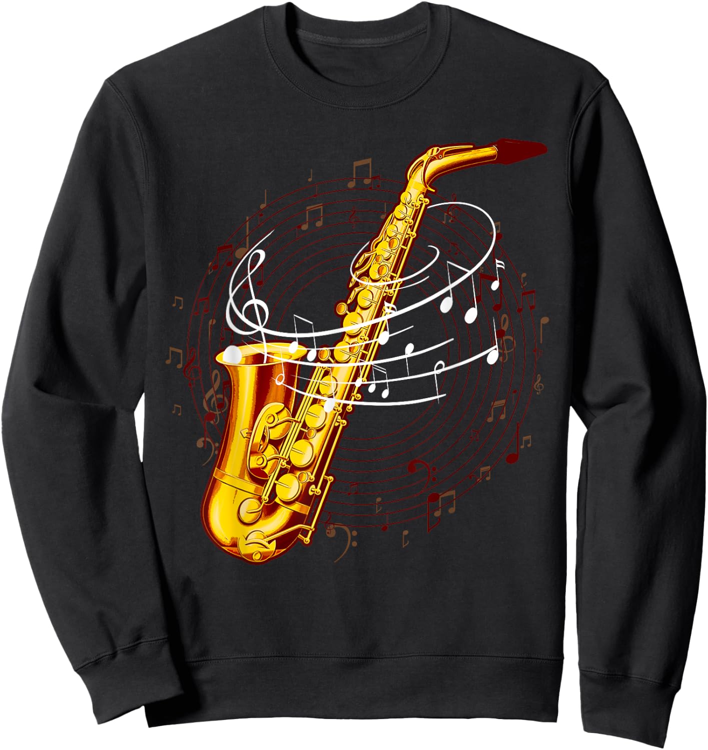 Cool Saxophone Women Jazz Music Notes Musician Sax Sweatshirt - Sweatshirt | Black