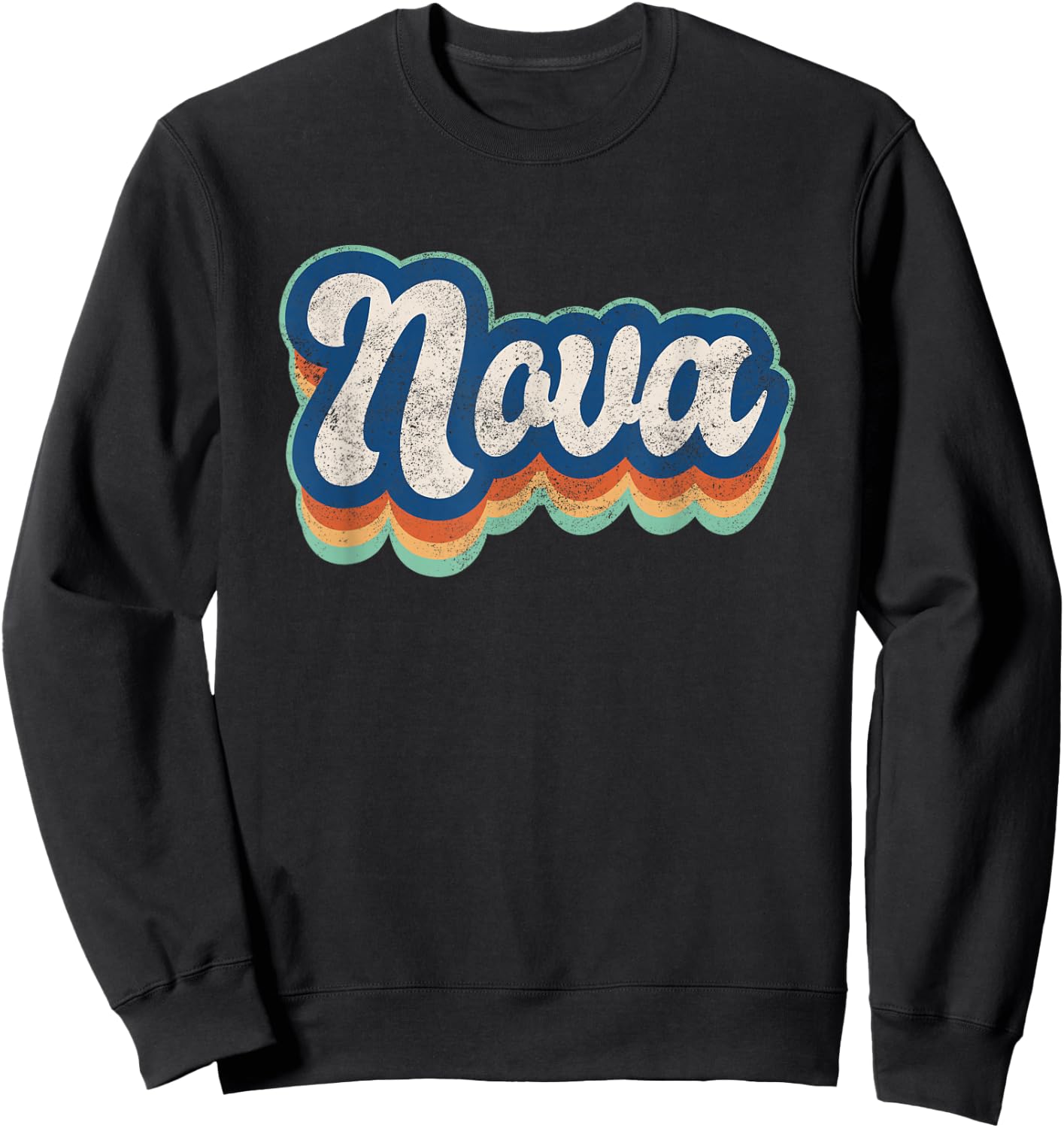 Nova First Name Boy Vintage Style 70s 80s Personalized Sweatshirt - Sweatshirt | Black