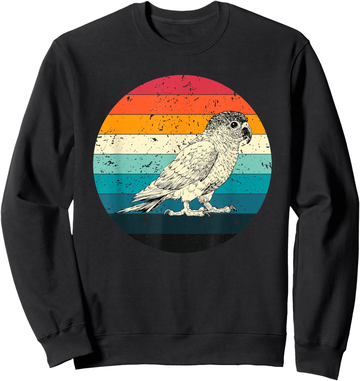 Retro Vintage Green Cheek Conure with Sunglasses Bird Lover Sweatshirt - Sweatshirt | Black