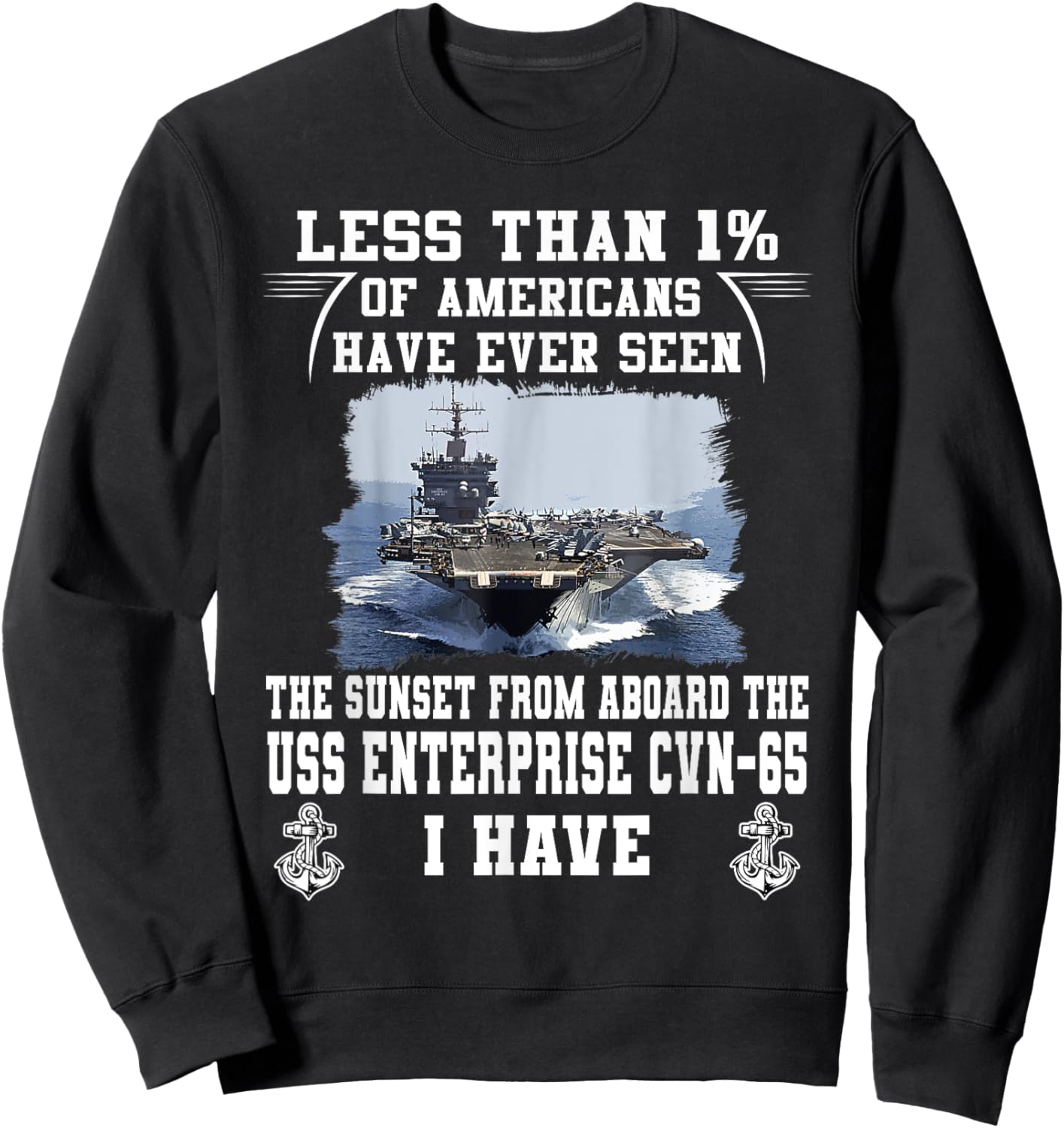 USS Enterprise CVN-65 Aircraft Carrier Sweatshirt - Sweatshirt | Black